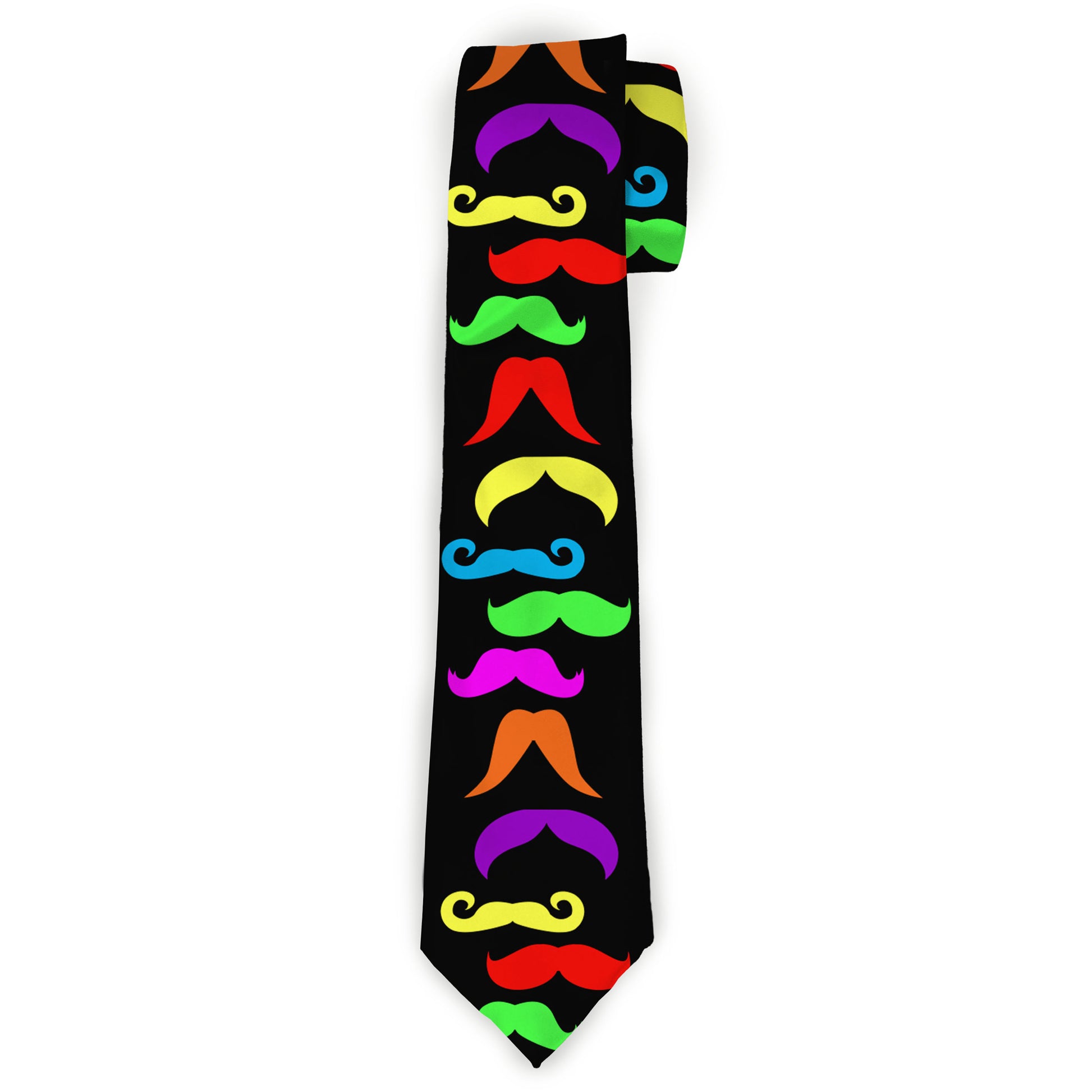 Buckle-Down Necktie - Mustaches Black/Multi Color Neckties Buckle-Down