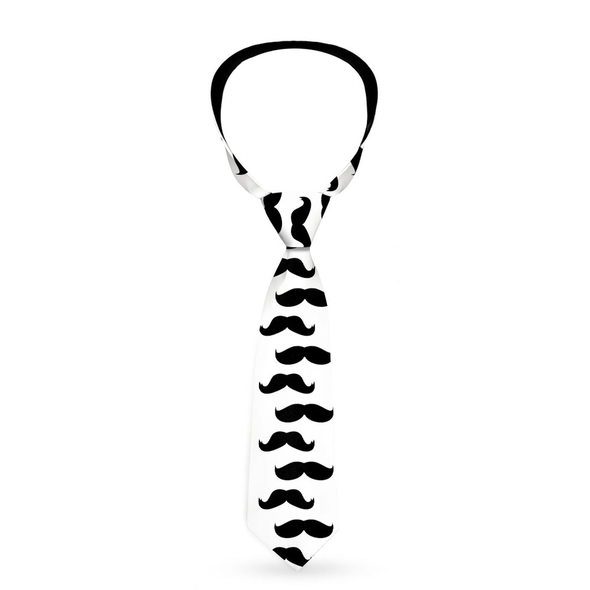 Buckle-Down Necktie - Mustaches White/Black Neckties Buckle-Down