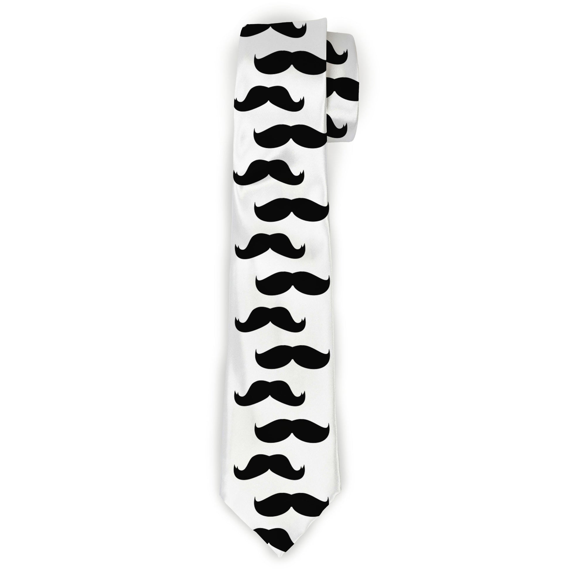Buckle-Down Necktie - Mustaches White/Black Neckties Buckle-Down