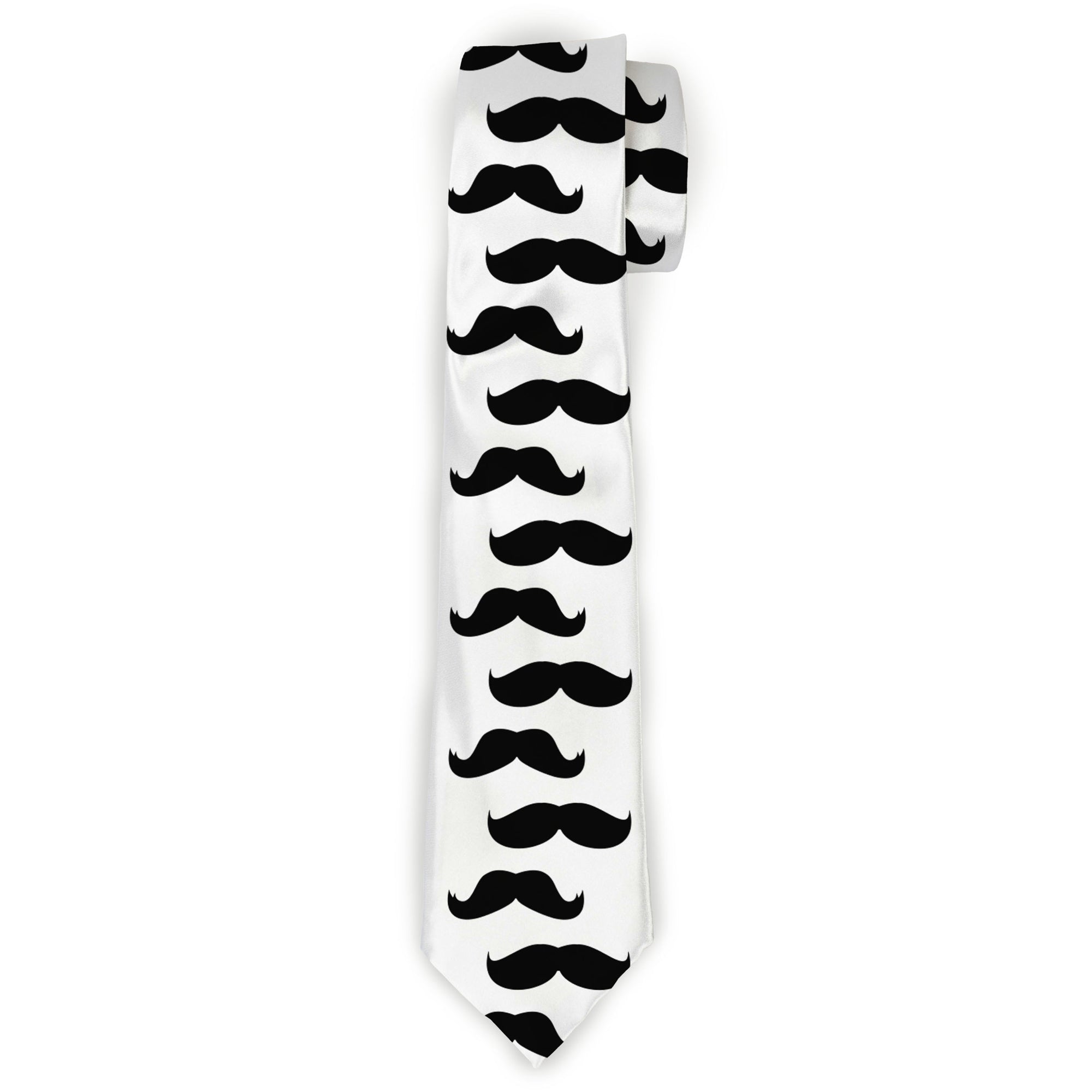 Buckle-Down Necktie - Mustaches White/Black Neckties Buckle-Down