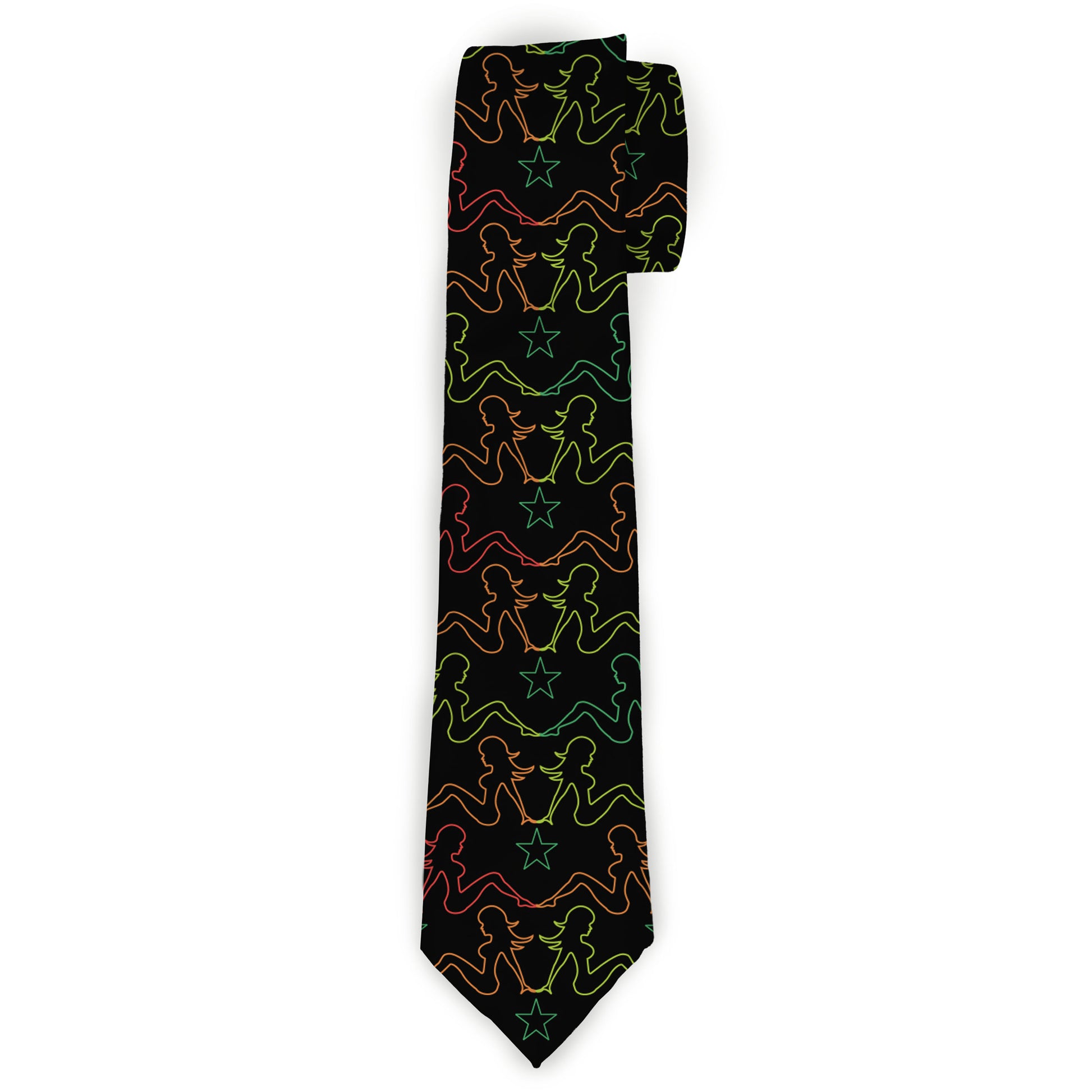 Buckle-Down Necktie - Mud Flap Girls w/Star Outline Black/Multi Color Neckties Buckle-Down