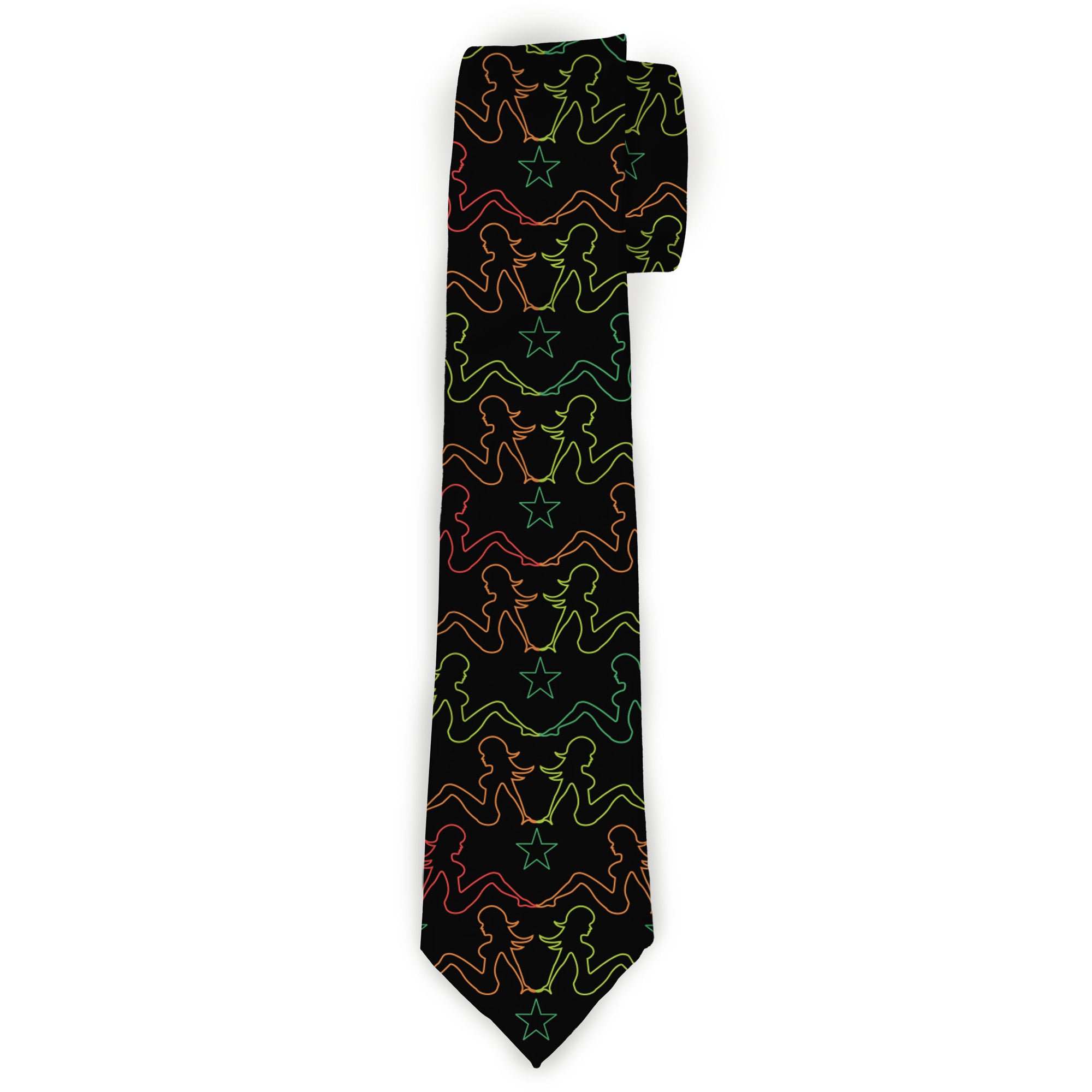 Buckle-Down Necktie - Mud Flap Girls w/Star Outline Black/Multi Color Neckties Buckle-Down