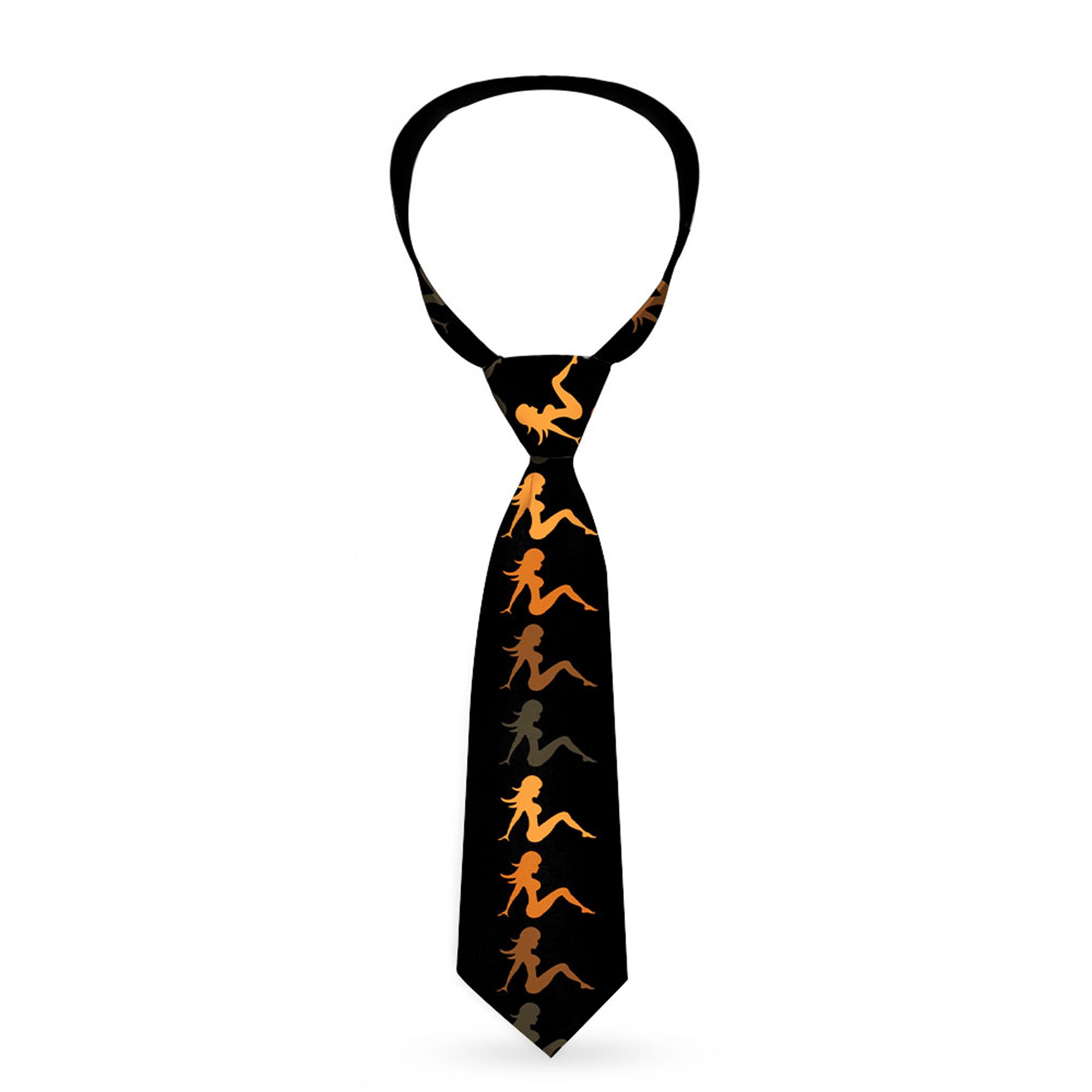Buckle-Down Necktie - Mud Flap Girl Repeat Black/Orange Fade Neckties Buckle-Down