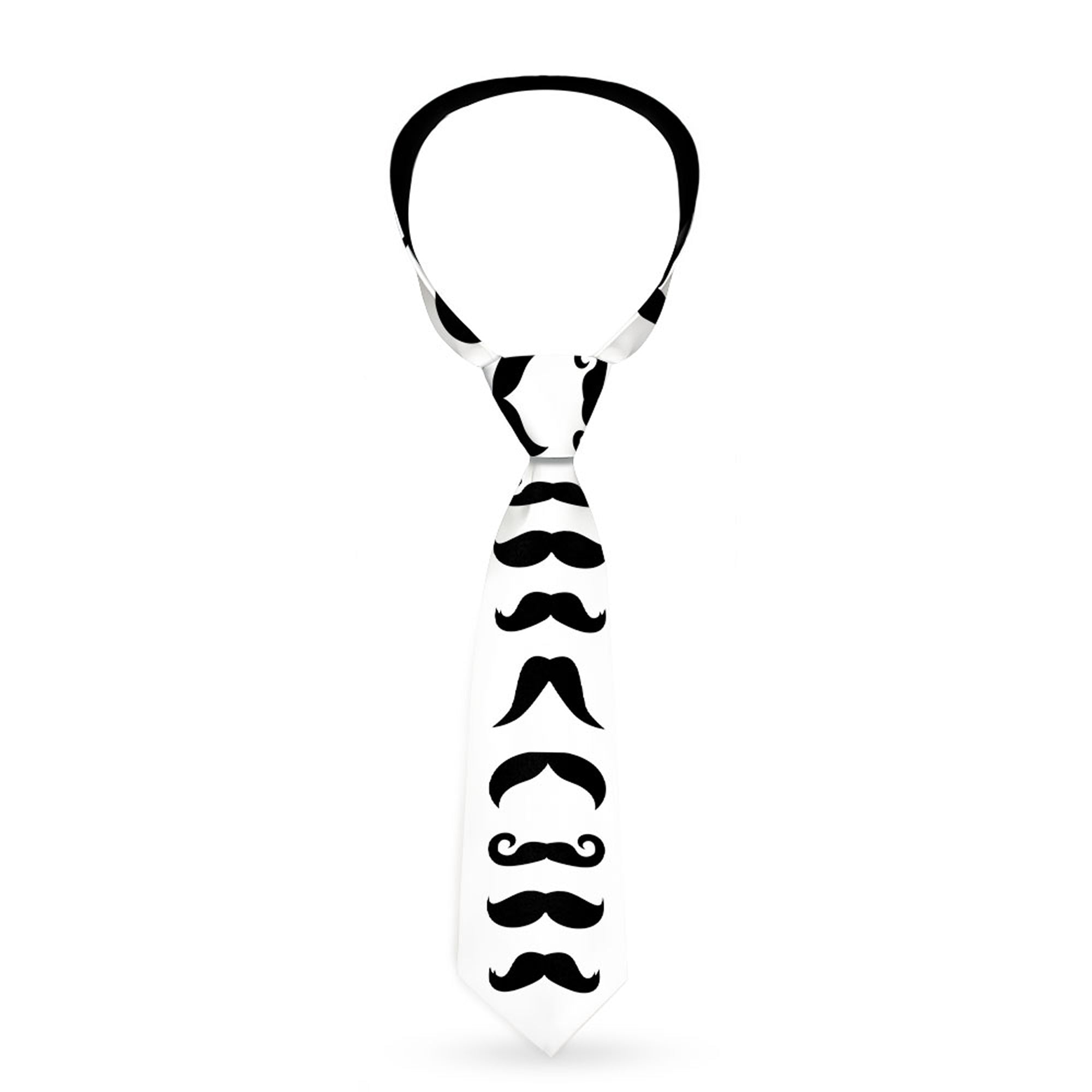 Buckle-Down Necktie - Mustaches Straight White/Black Neckties Buckle-Down