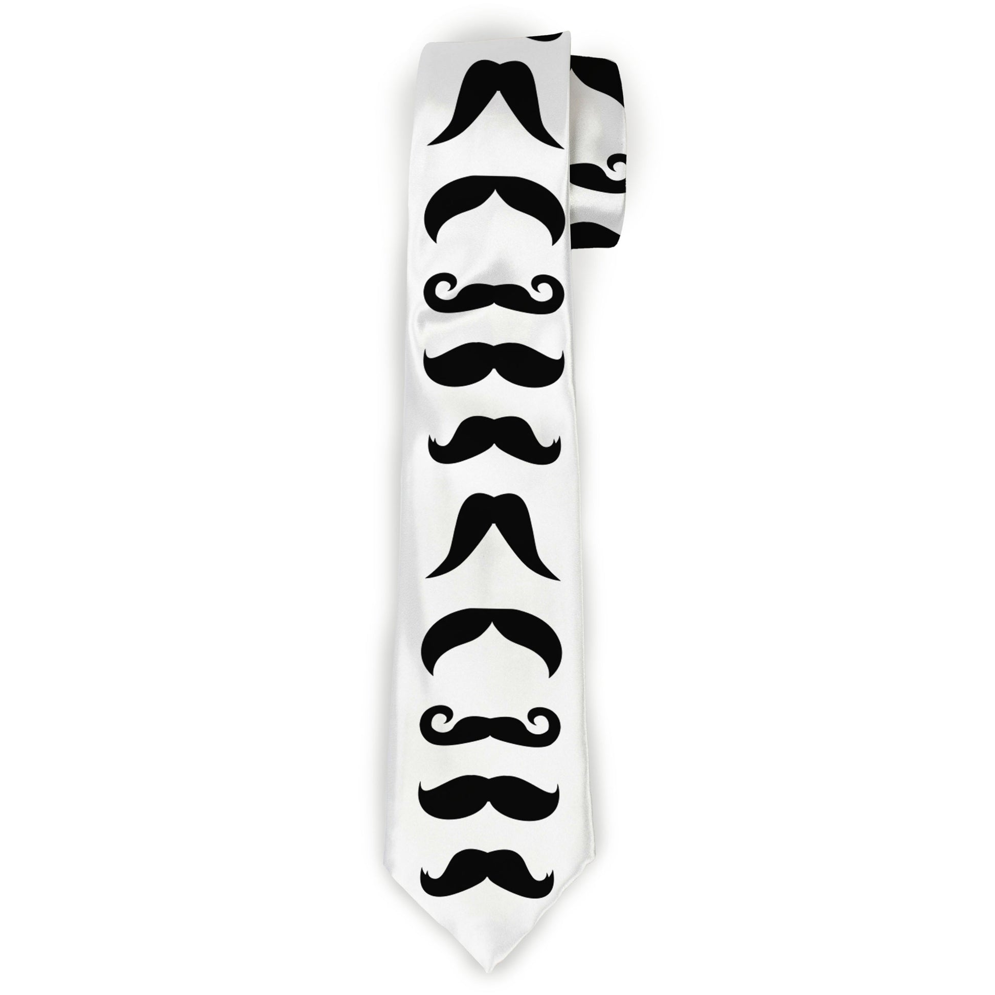 Buckle-Down Necktie - Mustaches Straight White/Black Neckties Buckle-Down