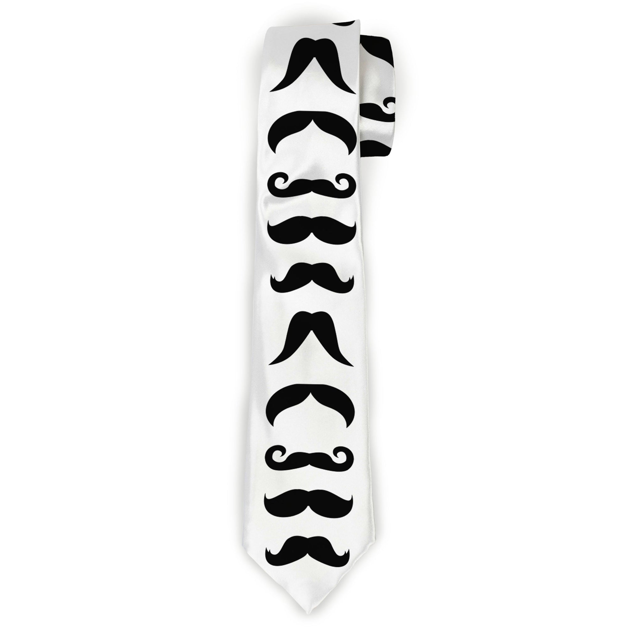 Buckle-Down Necktie - Mustaches Straight White/Black Neckties Buckle-Down