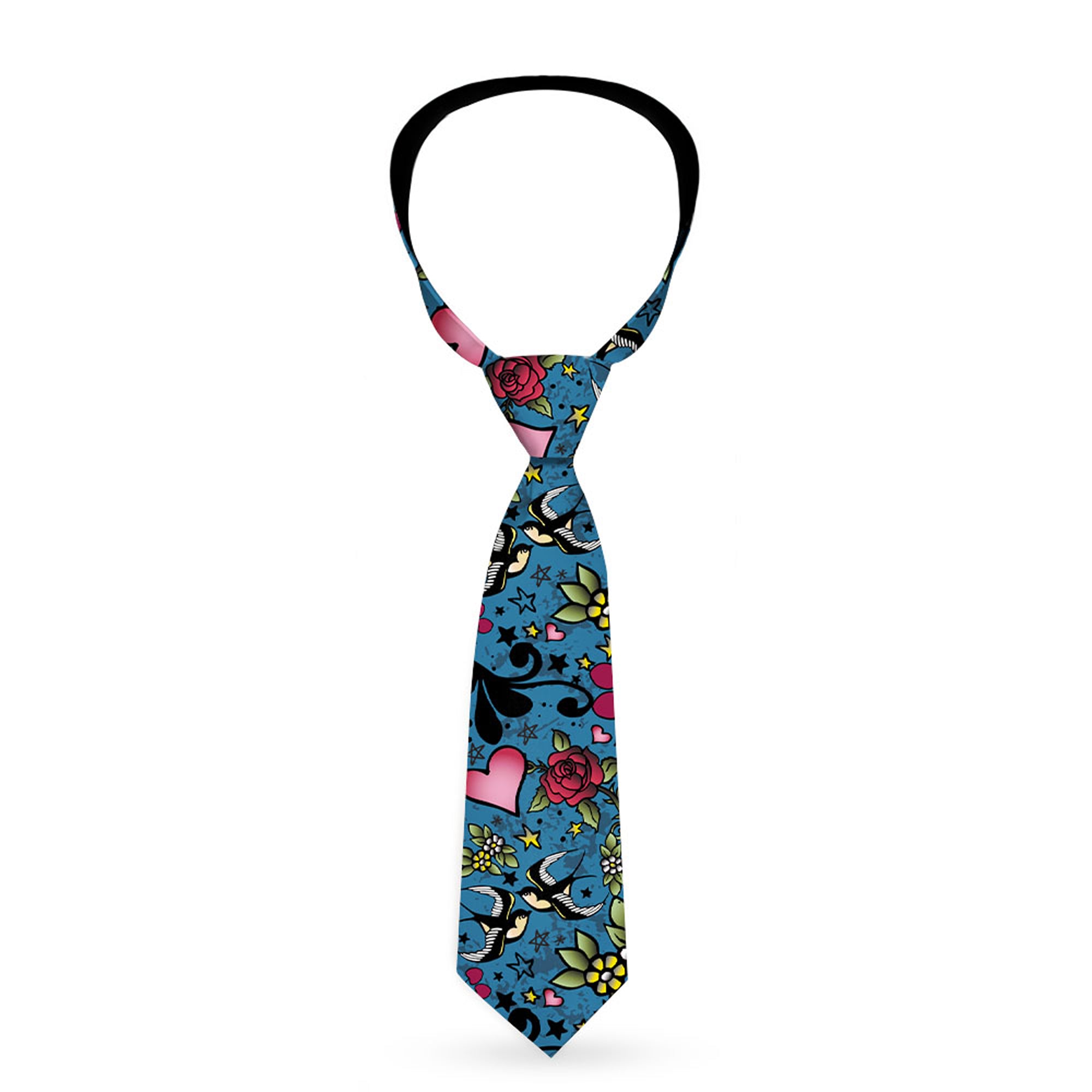 Buckle-Down Necktie - Mom & Dad C/U Blue w/Sparrows Neckties Buckle-Down