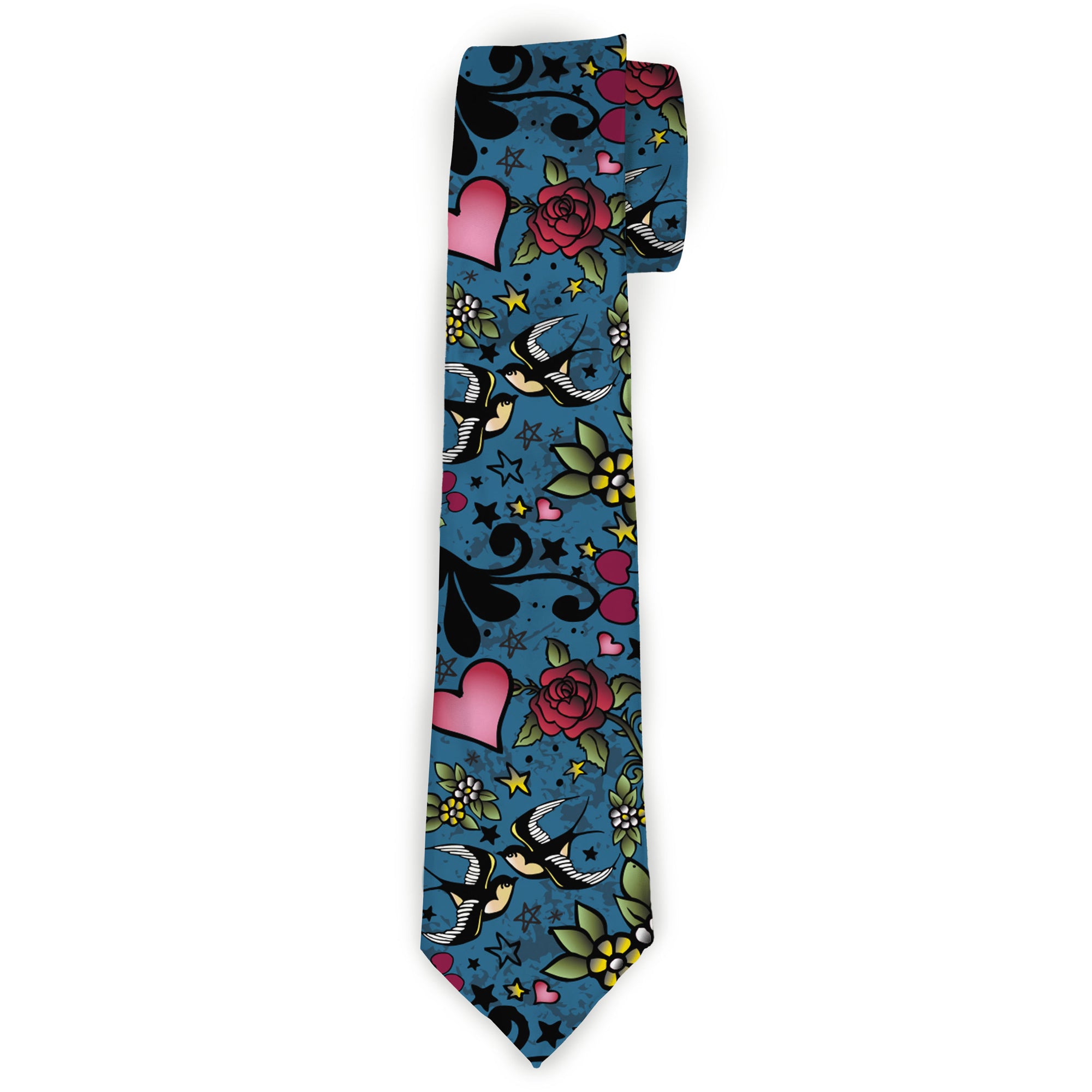 Buckle-Down Necktie - Mom & Dad C/U Blue w/Sparrows Neckties Buckle-Down