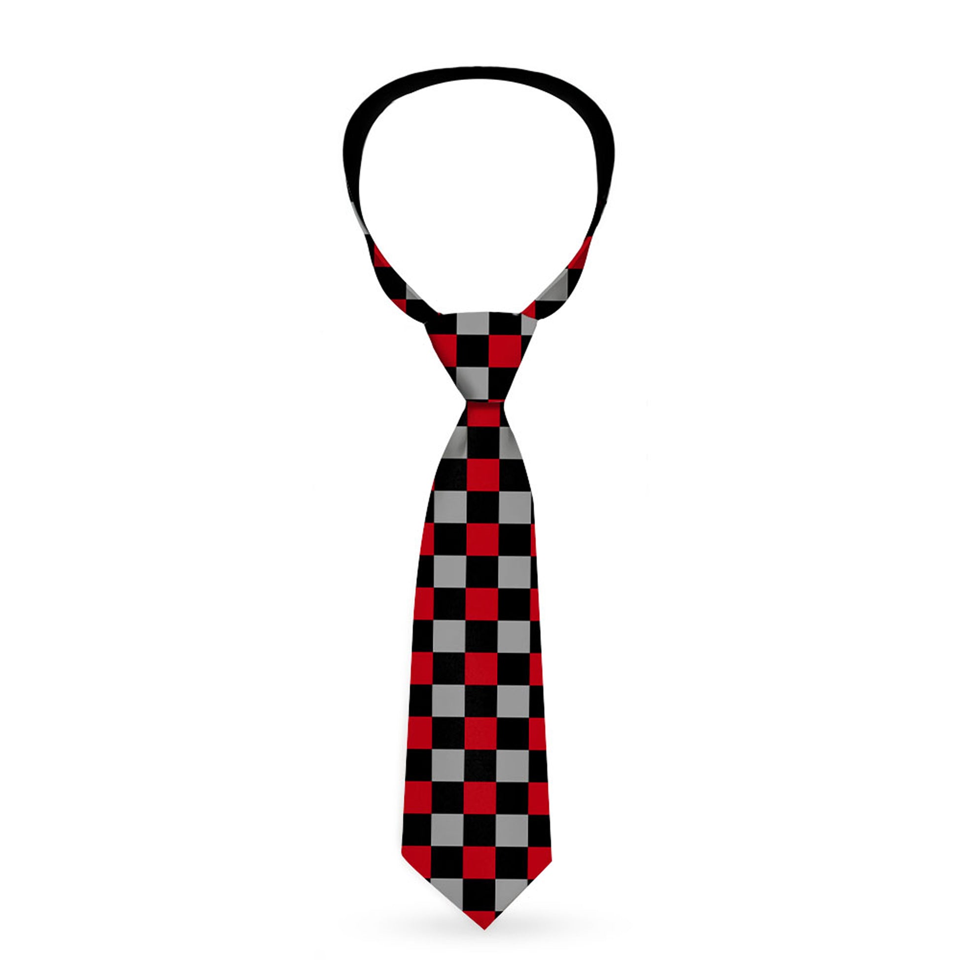 Buckle-Down Necktie - Mini Checker Black/Gray/3 Red Neckties Buckle-Down