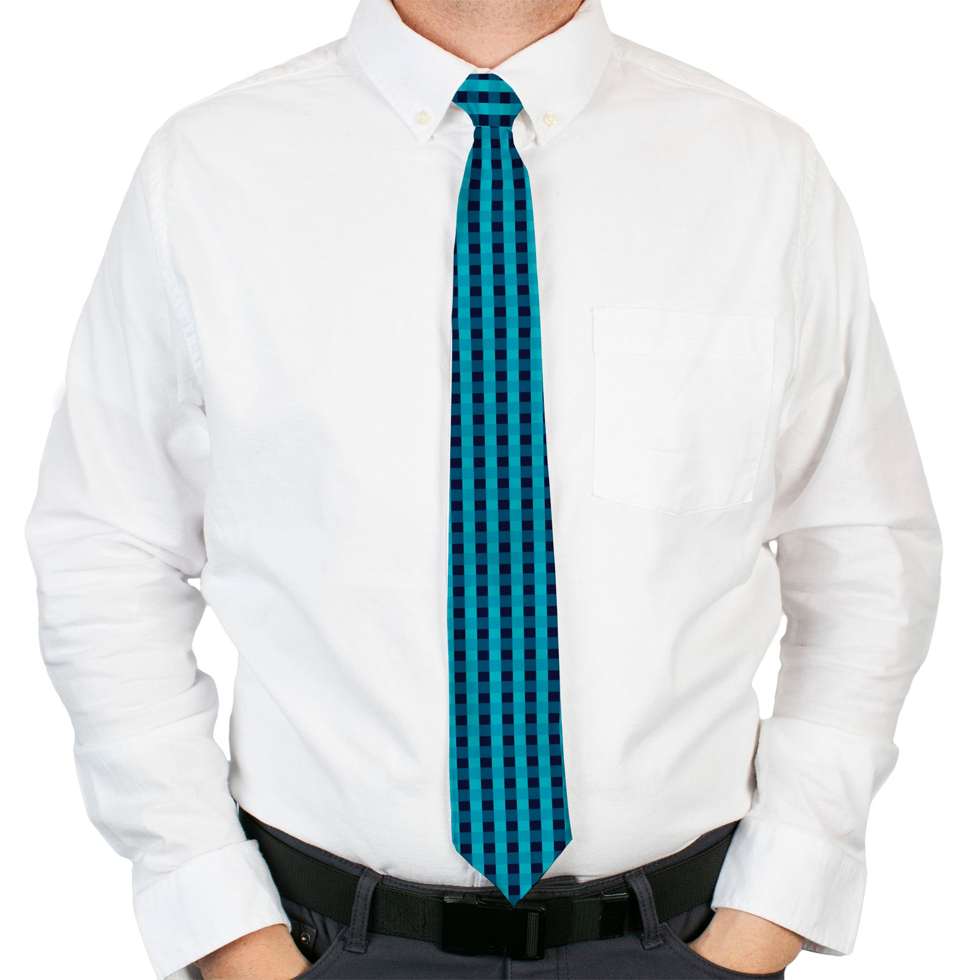 Necktie Standard - Mini Buffalo Plaid Navy/Blue Neckties Buckle-Down