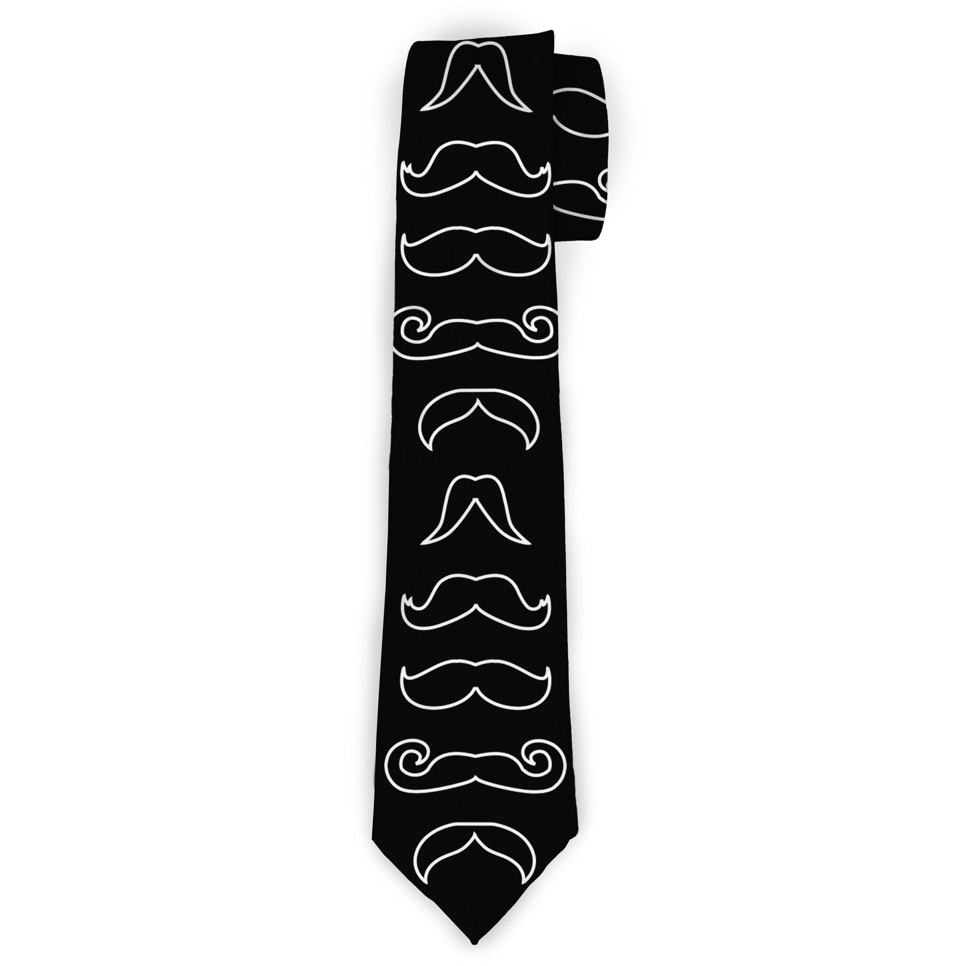 Buckle-Down Necktie - Mustache Outlines Black/White Neckties Buckle-Down