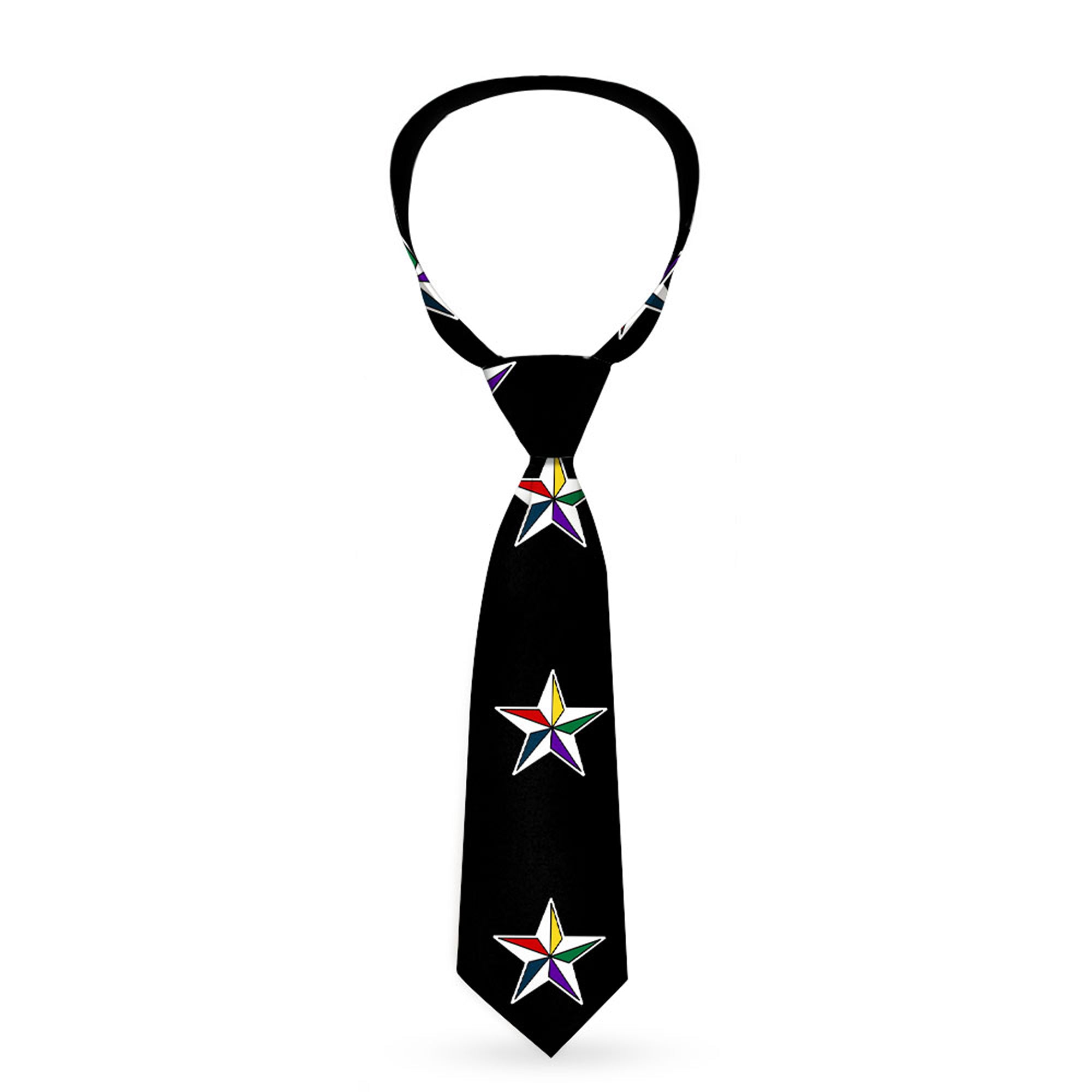 Buckle-Down Necktie - Nautical Star Black/White/Multi Color Neckties Buckle-Down