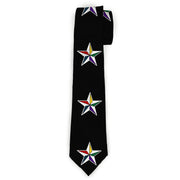 Buckle-Down Necktie - Nautical Star Black/White/Multi Color Neckties Buckle-Down