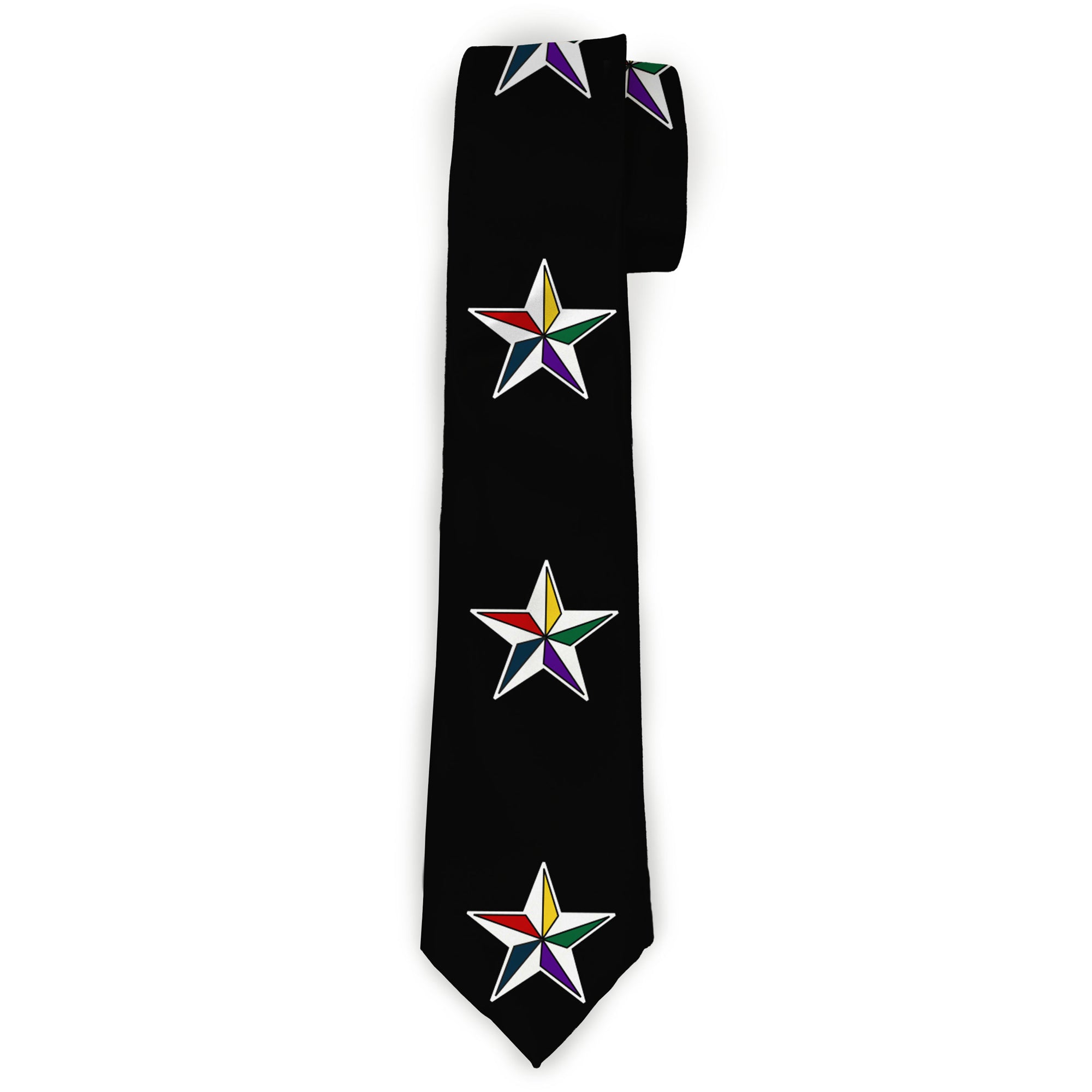 Buckle-Down Necktie - Nautical Star Black/White/Multi Color Neckties Buckle-Down