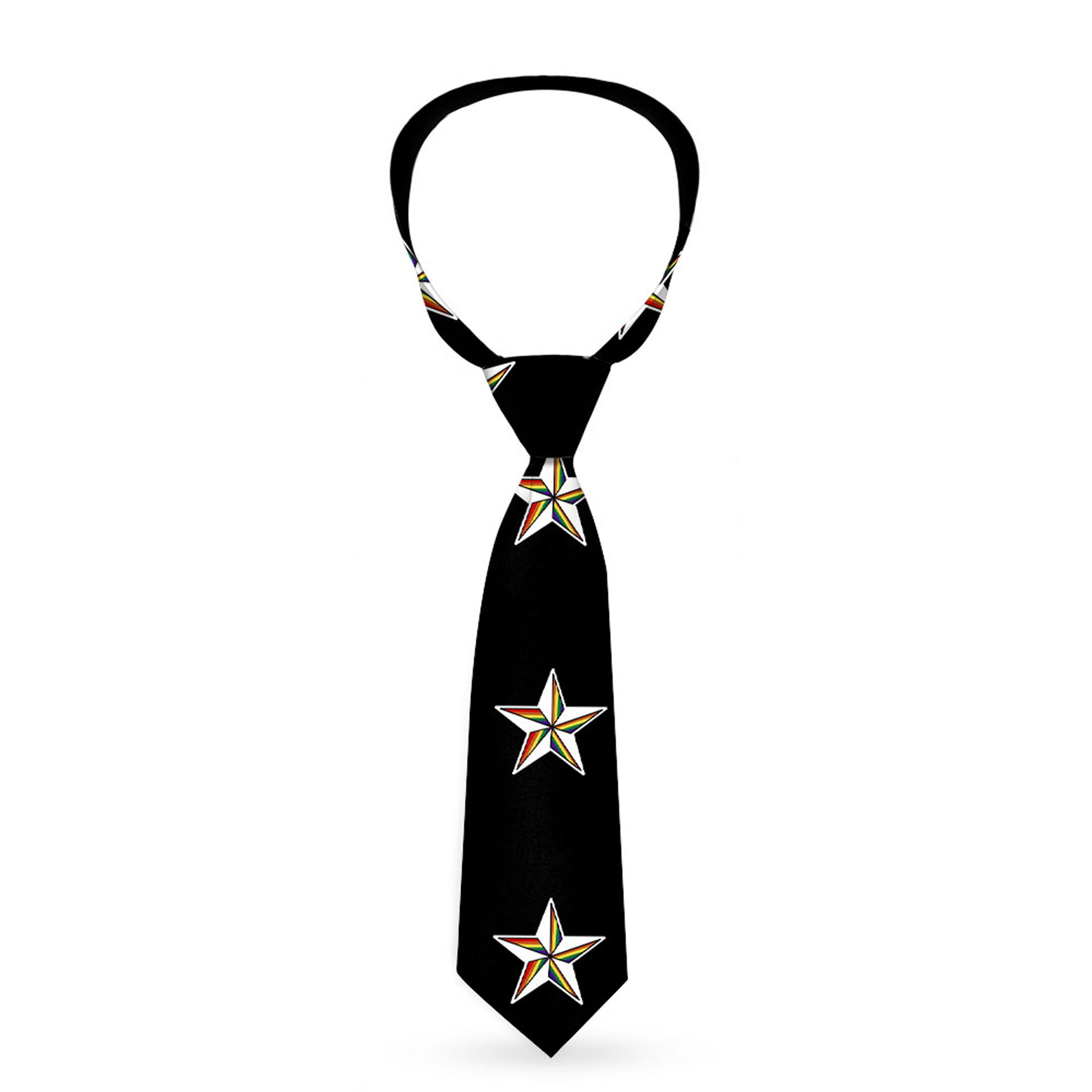 Buckle-Down Necktie - Nautical Star Black/White/Rainbow Neckties Buckle-Down