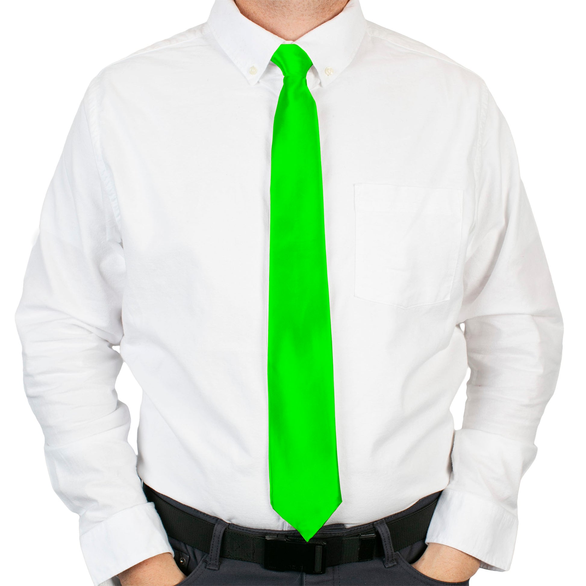 Buckle-Down Necktie - Neon Green Print Neckties Buckle-Down