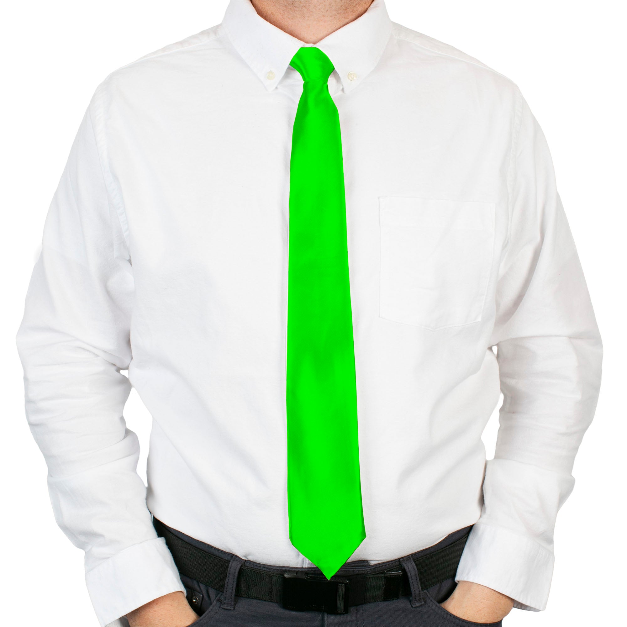 Buckle-Down Necktie - Neon Green Print Neckties Buckle-Down
