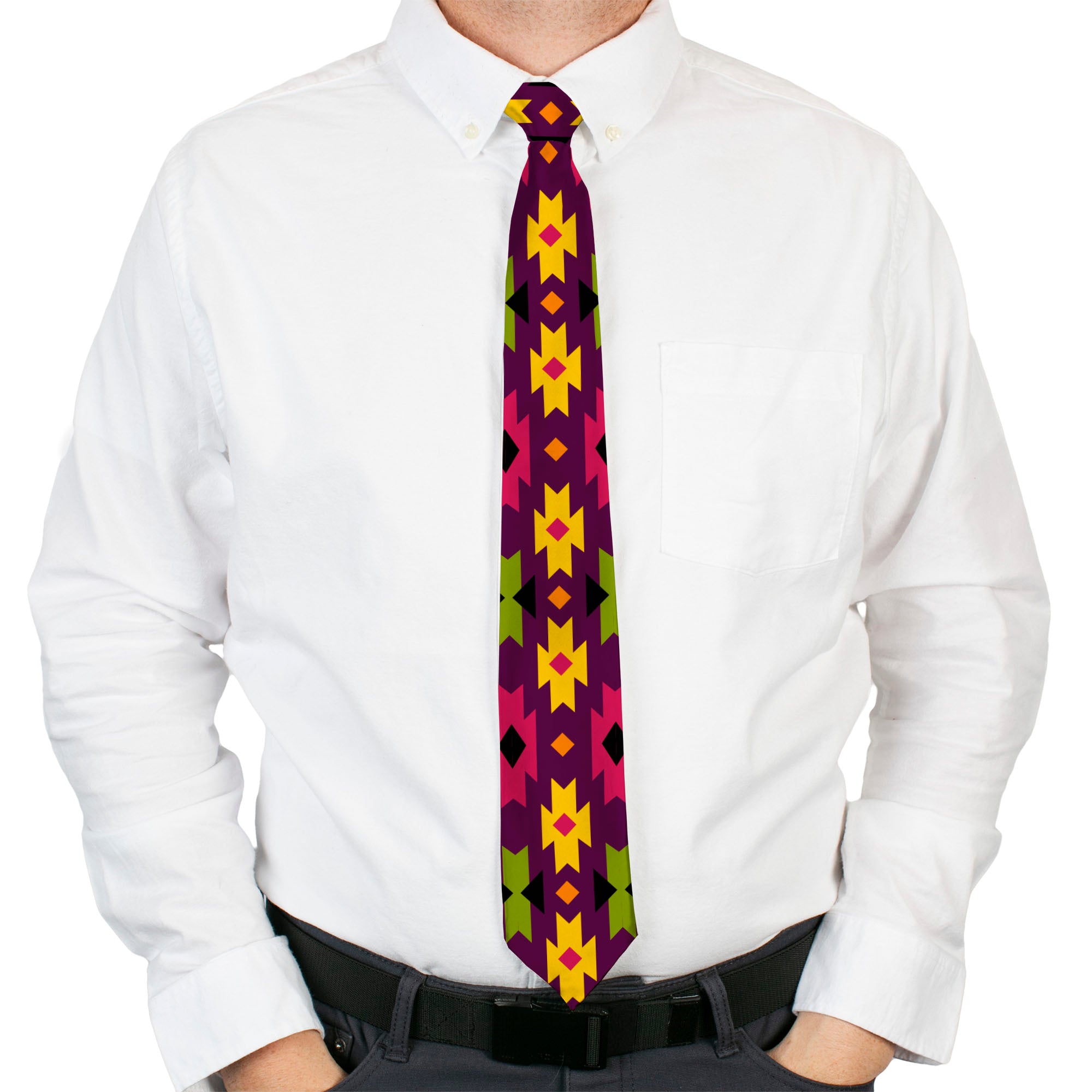 Buckle-Down Necktie - Navajo Orange/Purple/Yellow/Pink/Green/Black Neckties Buckle-Down