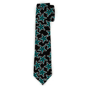 Buckle-Down Necktie - Nautical Stars Scattered Black/Turquoise Neckties Buckle-Down