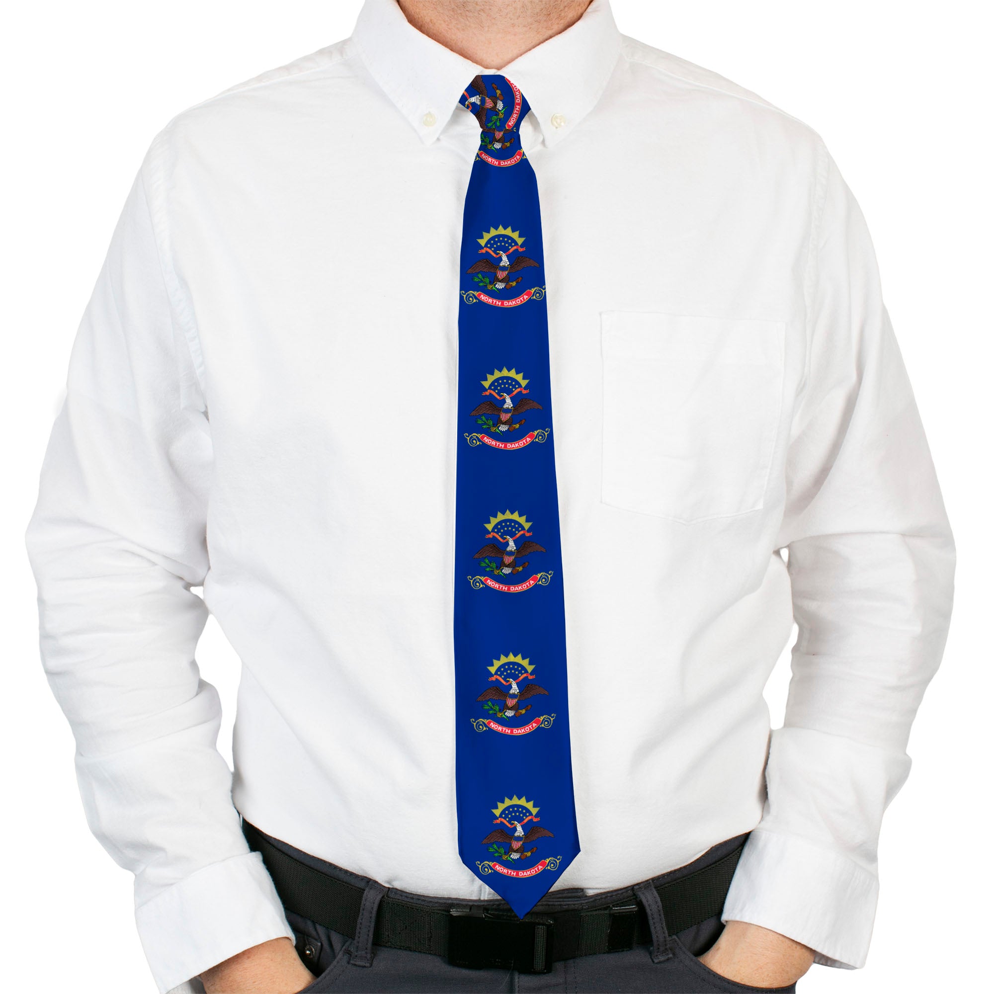 Buckle-Down Necktie - North Dakota Flags Neckties Buckle-Down