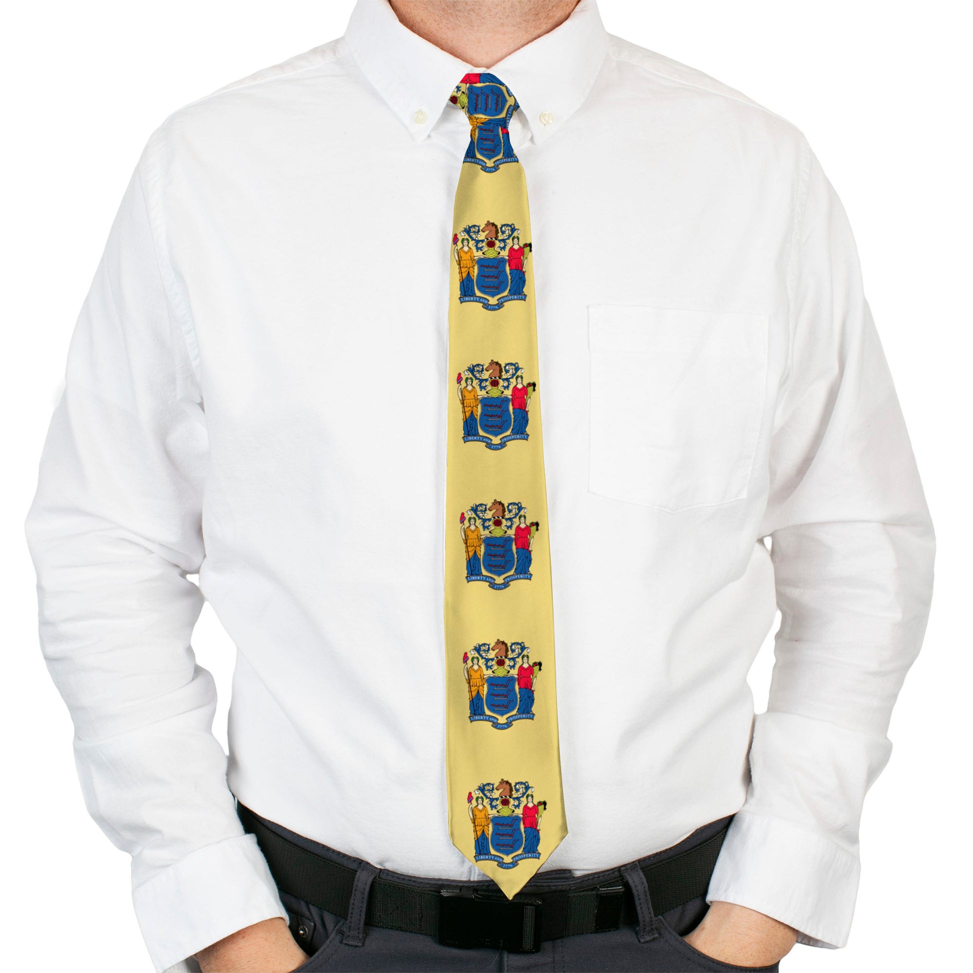 Buckle-Down Necktie - New Jersey Flags/Black Neckties Buckle-Down