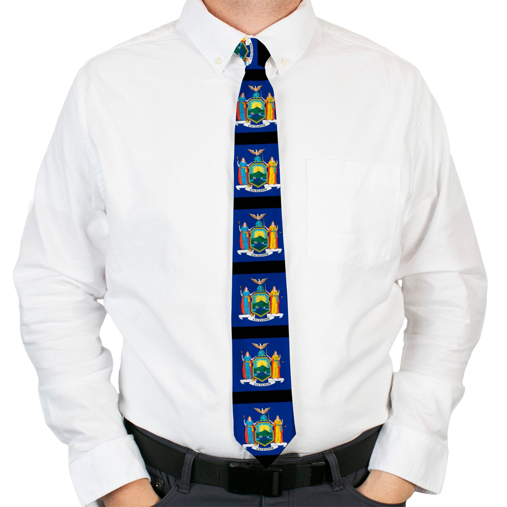 Buckle-Down Necktie - New York Flags/Black Neckties Buckle-Down