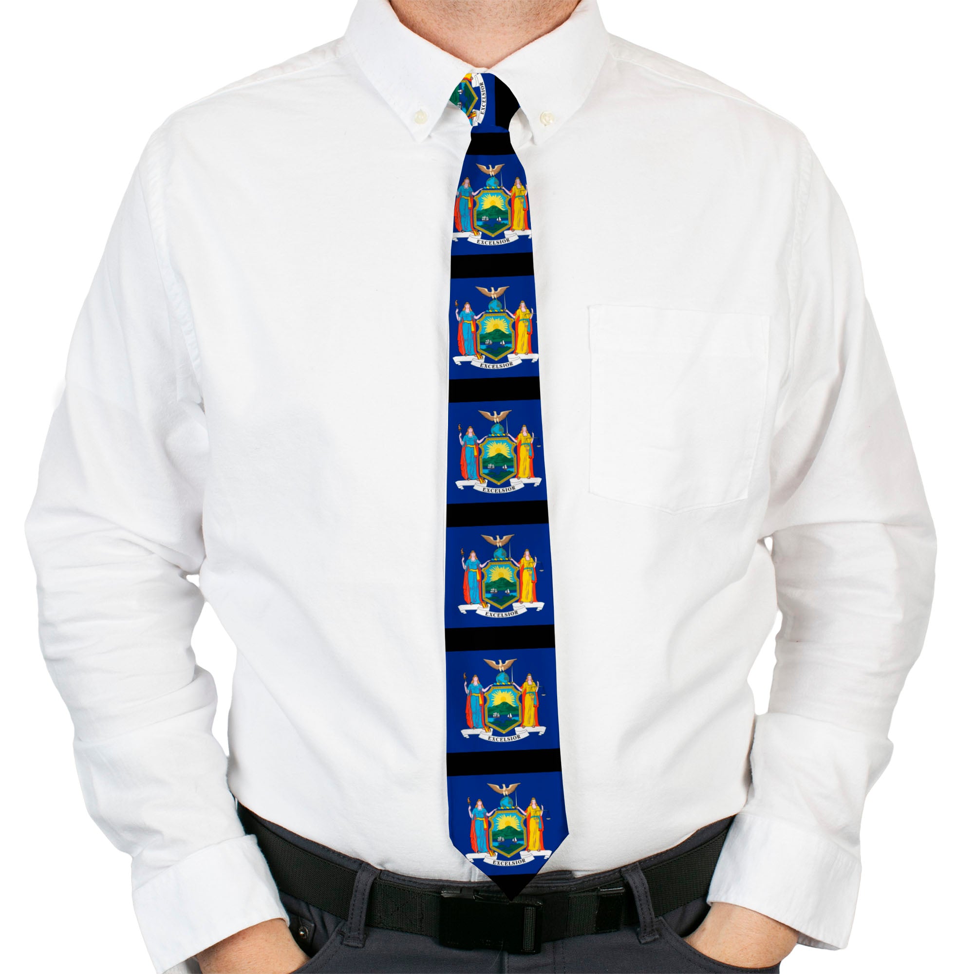 Buckle-Down Necktie - New York Flags/Black Neckties Buckle-Down