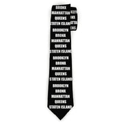 Buckle-Down Necktie - New York's Five Burroughs Bold Black/White Neckties Buckle-Down