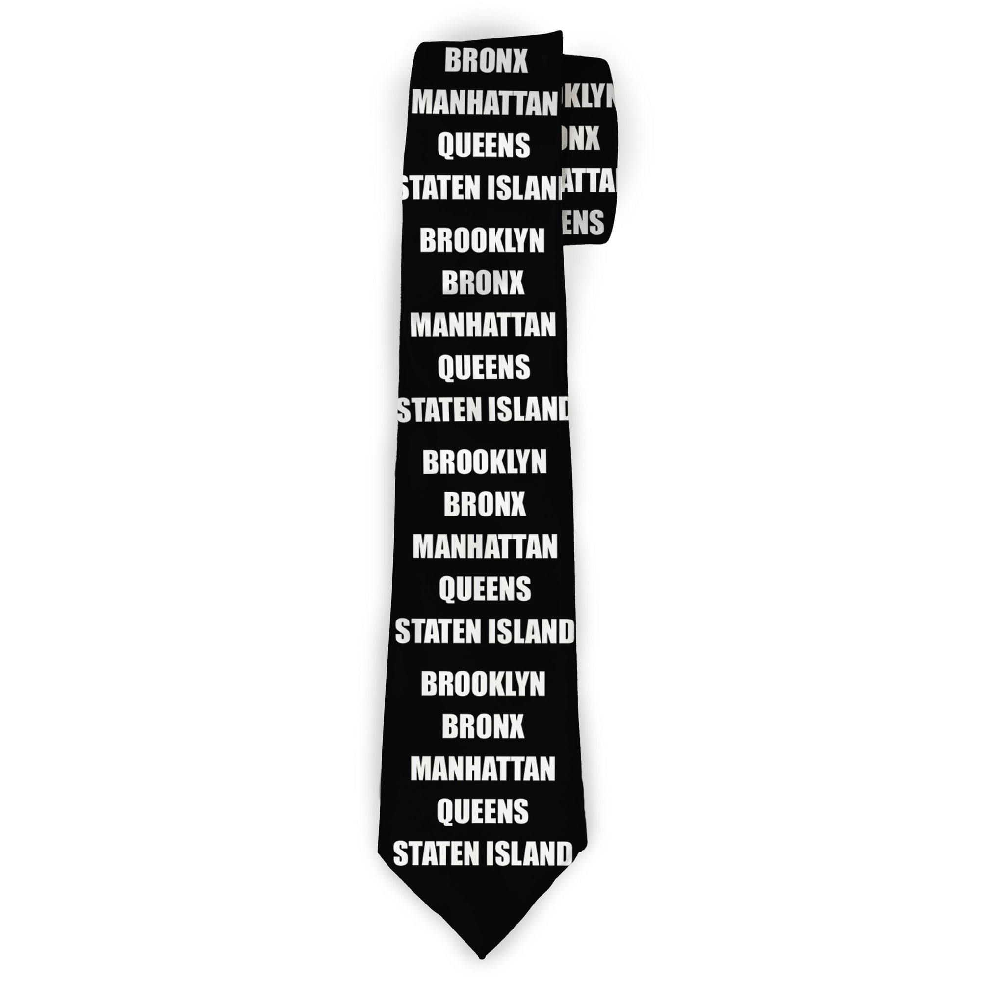 Buckle-Down Necktie - New York's Five Burroughs Bold Black/White Neckties Buckle-Down