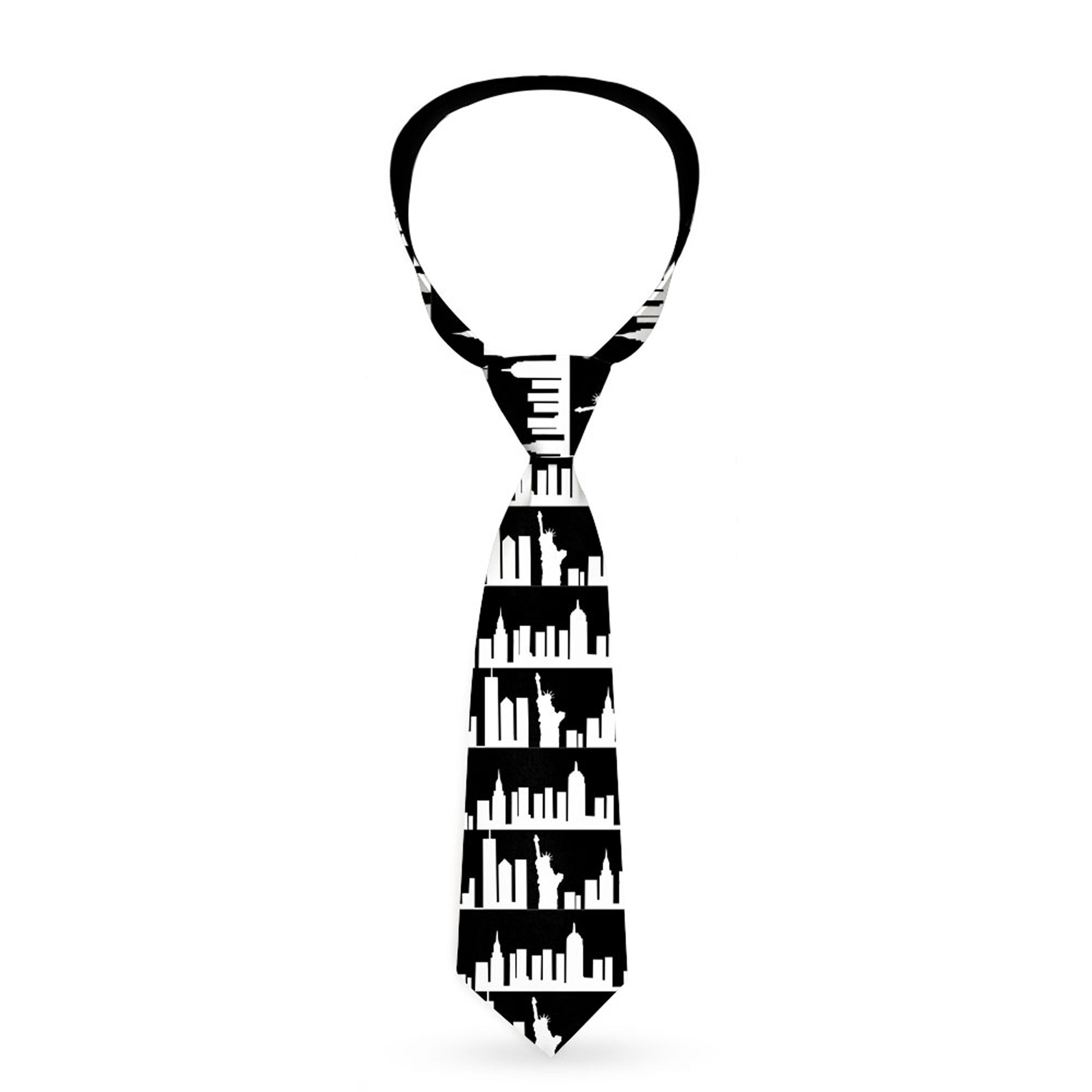 Buckle-Down Necktie - New York Solid Skyline Black/White Neckties Buckle-Down