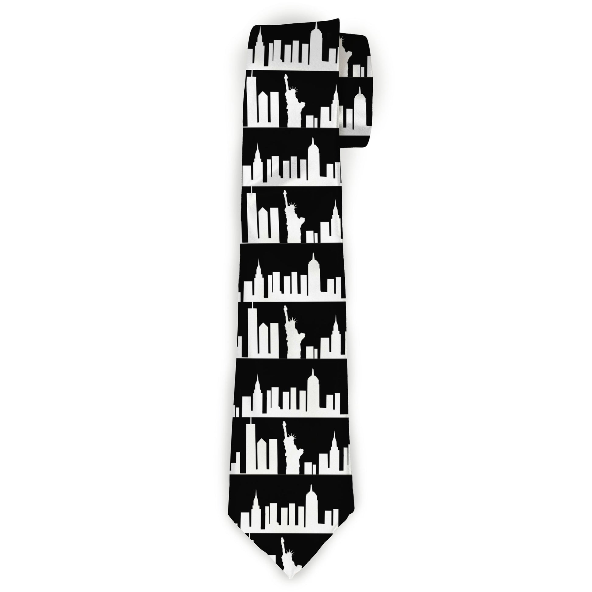 Buckle-Down Necktie - New York Solid Skyline Black/White Neckties Buckle-Down