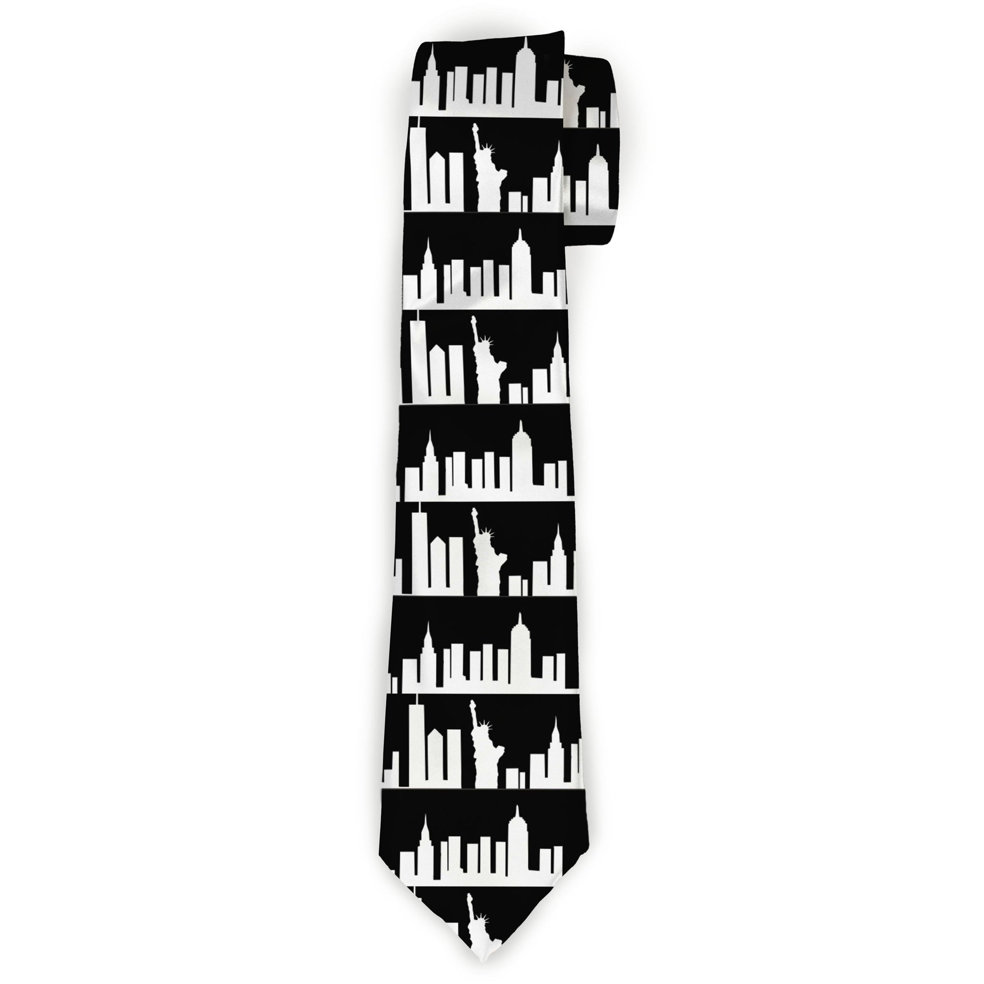 Buckle-Down Necktie - New York Solid Skyline Black/White Neckties Buckle-Down