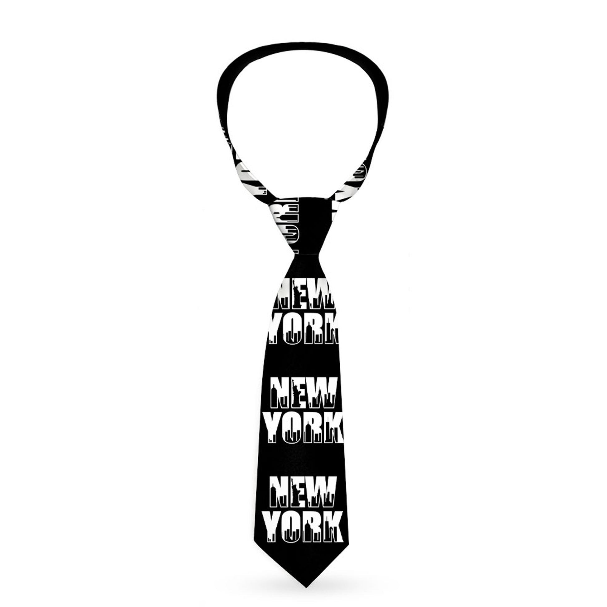 Buckle-Down Necktie - NEW YORK Bold/Skyline Silhouette Black/White/Black Neckties Buckle-Down