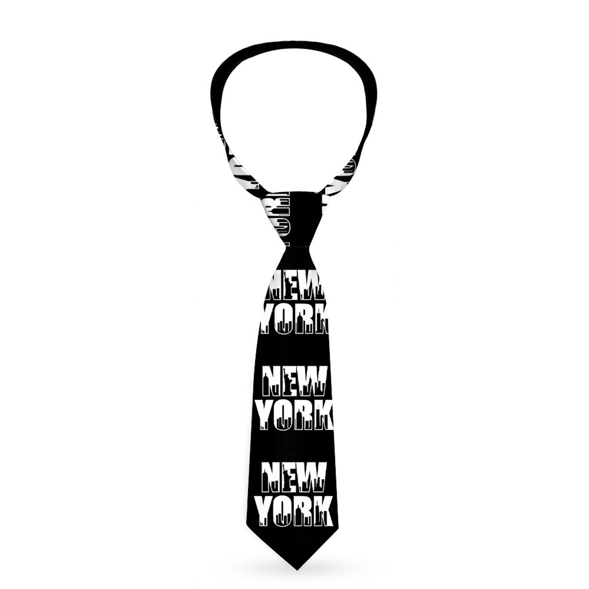 Buckle-Down Necktie - NEW YORK Bold/Skyline Silhouette Black/White/Black Neckties Buckle-Down
