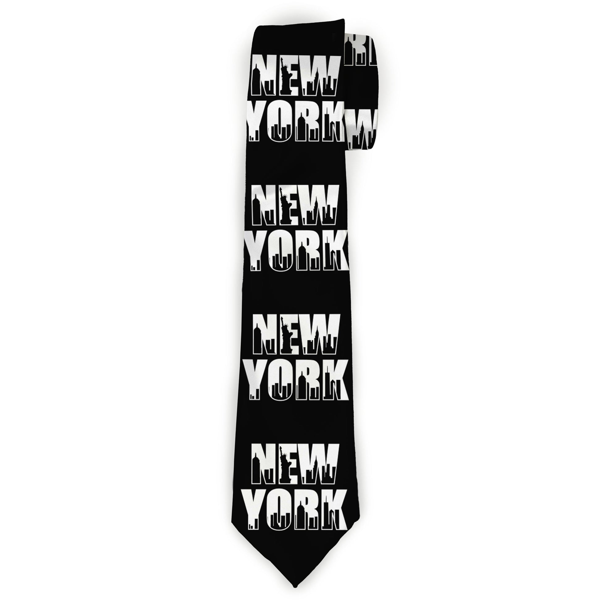 Buckle-Down Necktie - NEW YORK Bold/Skyline Silhouette Black/White/Black Neckties Buckle-Down