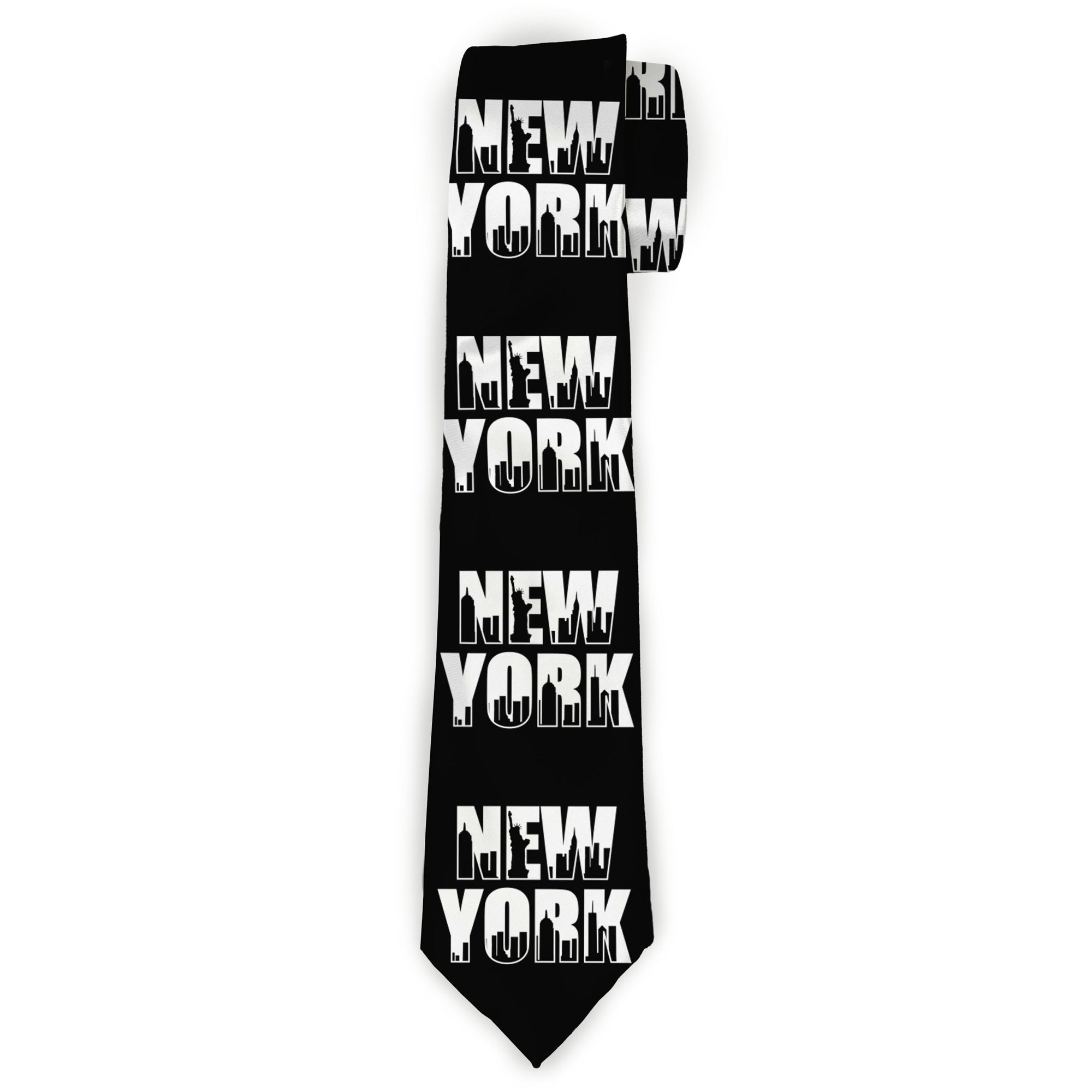 Buckle-Down Necktie - NEW YORK Bold/Skyline Silhouette Black/White/Black Neckties Buckle-Down