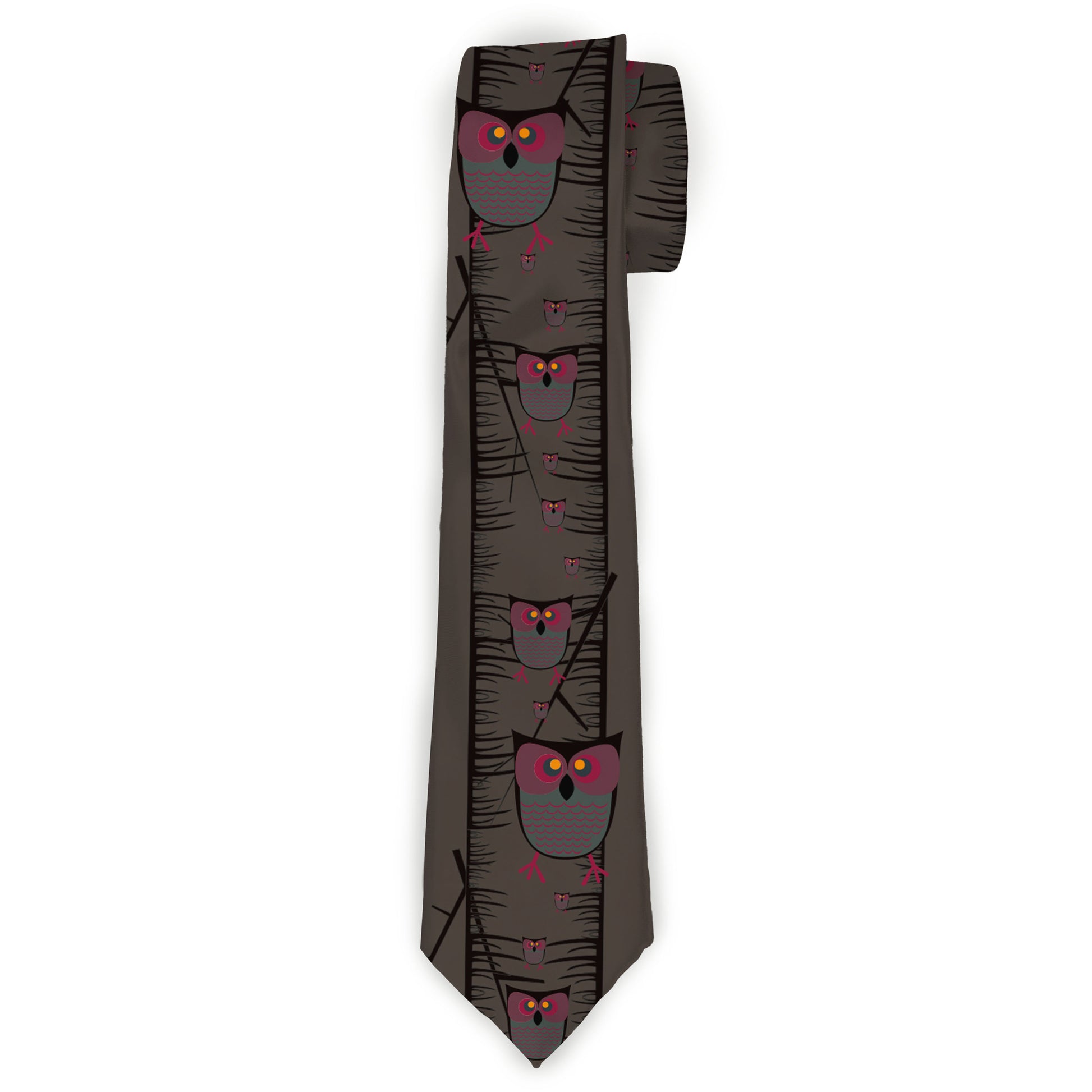 Buckle-Down Necktie - Owls in Trees Purple Neckties Buckle-Down