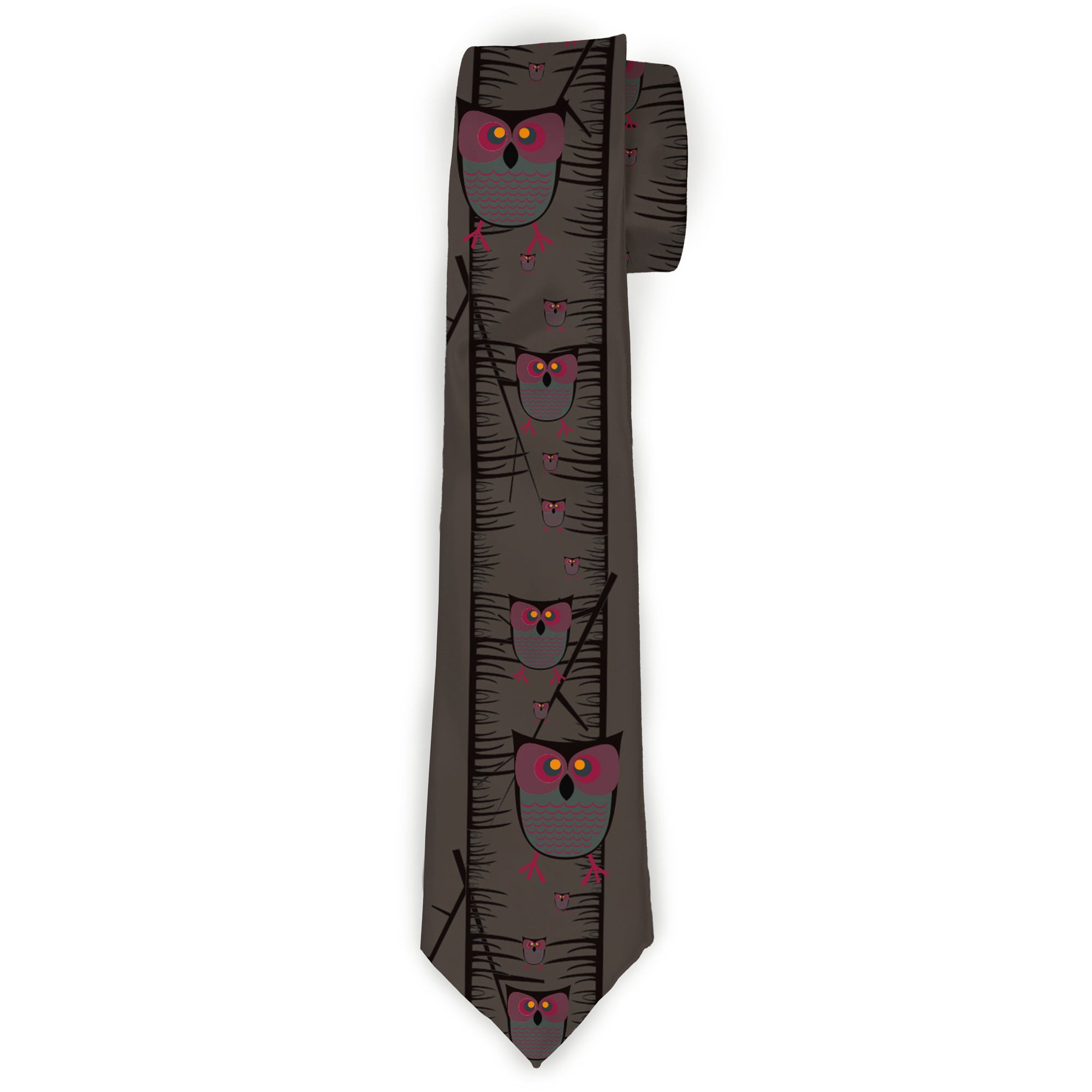 Buckle-Down Necktie - Owls in Trees Purple Neckties Buckle-Down