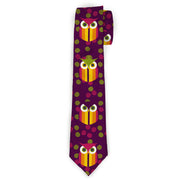 Buckle-Down Necktie - Owls Striped w/Swirls Purple Neckties Buckle-Down