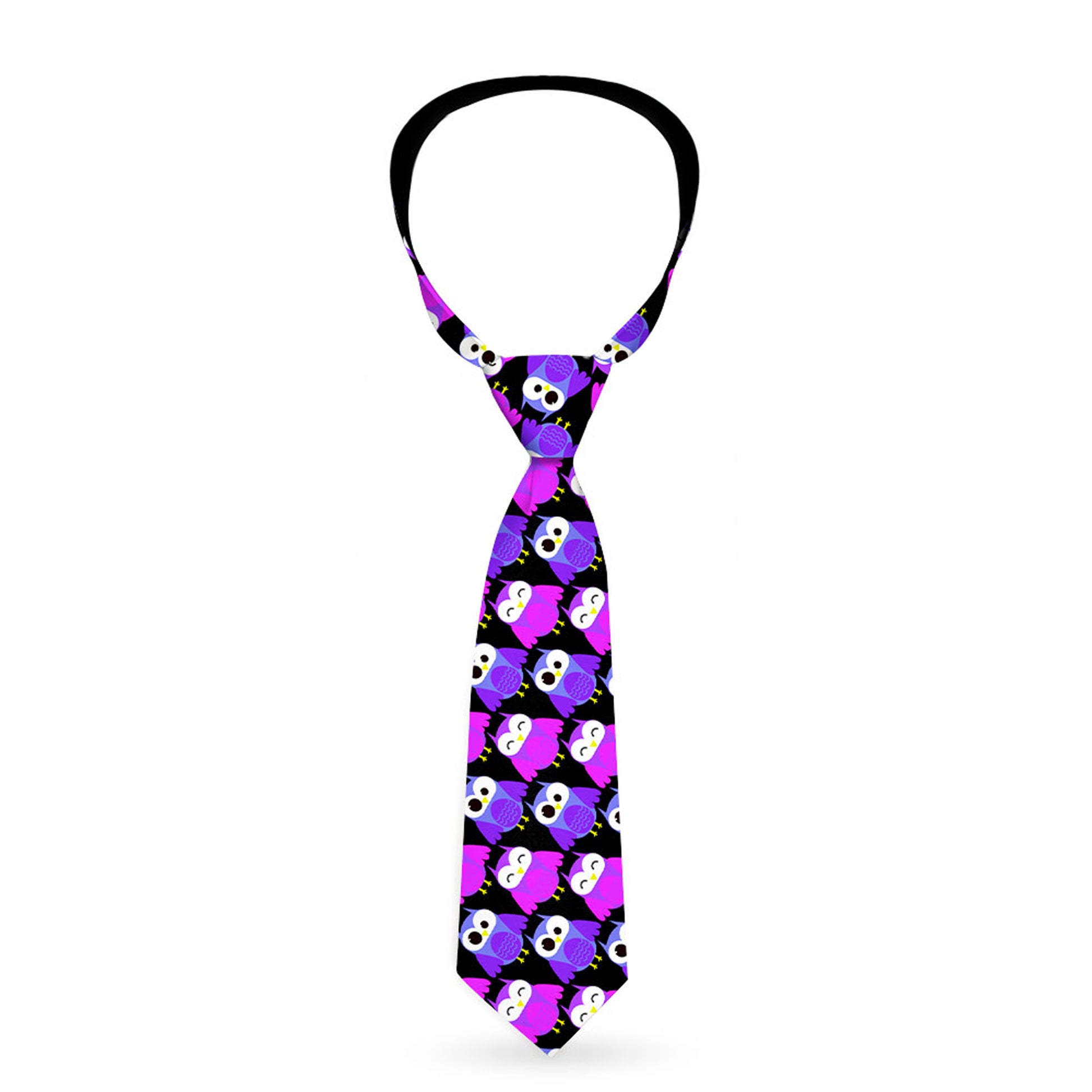 Buckle-Down Necktie - Owl Eyes Black/Purples/Pinks Neckties Buckle-Down