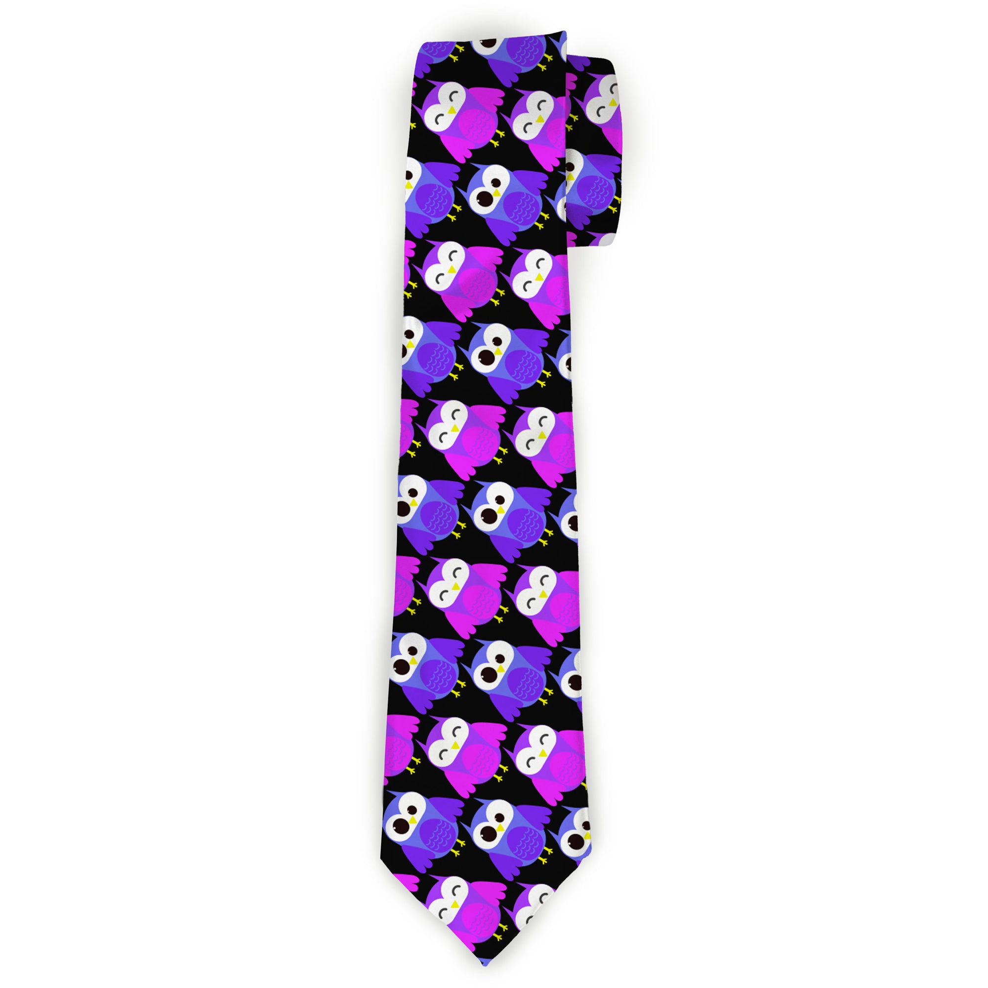 Buckle-Down Necktie - Owl Eyes Black/Purples/Pinks Neckties Buckle-Down