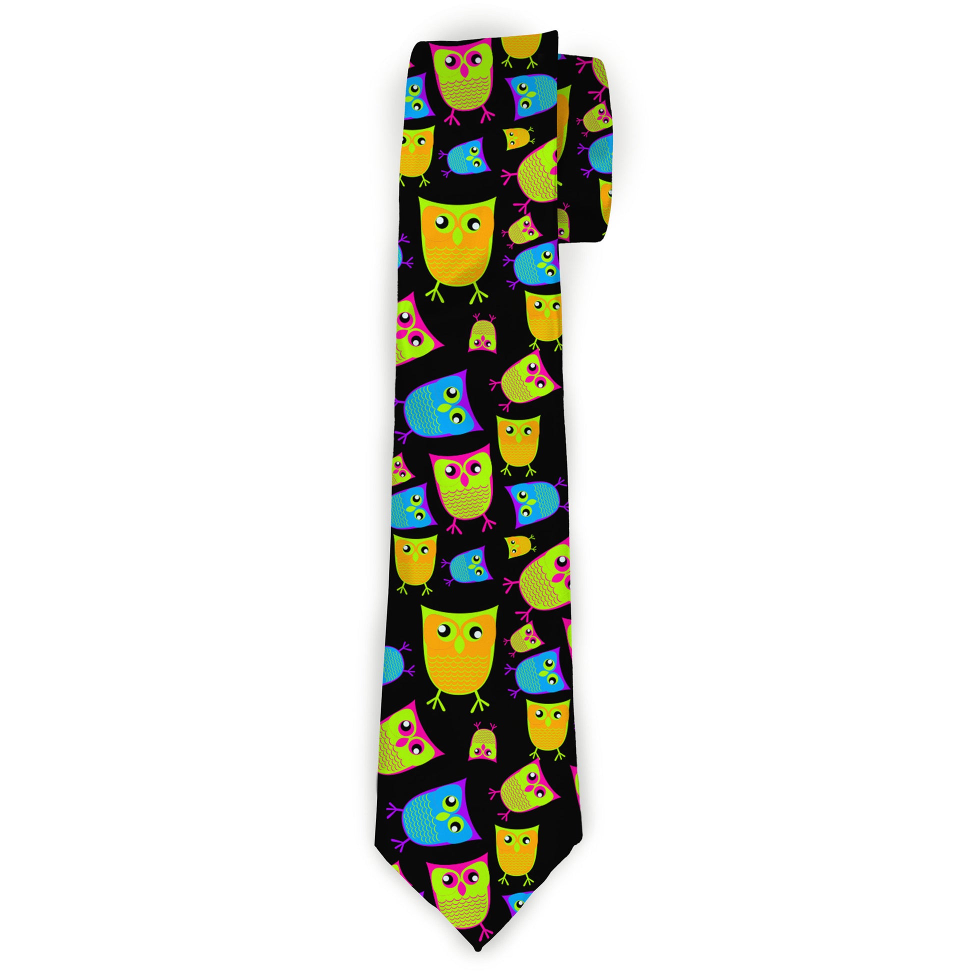 Buckle-Down Necktie - Owls Black/Multi Neon Neckties Buckle-Down