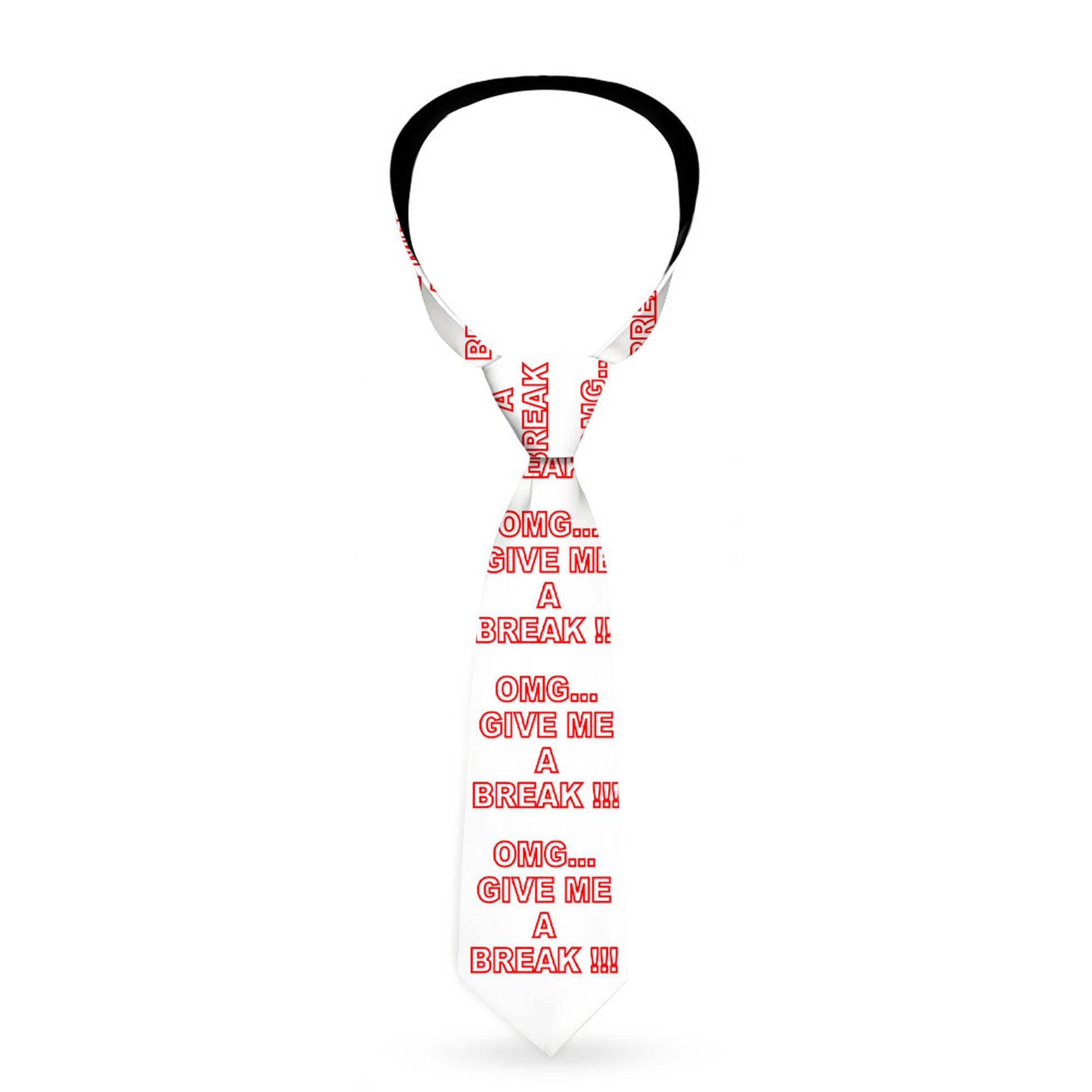 Buckle-Down Necktie - OMG?GIVE ME A BREAK!!! White/Red Neckties Buckle-Down