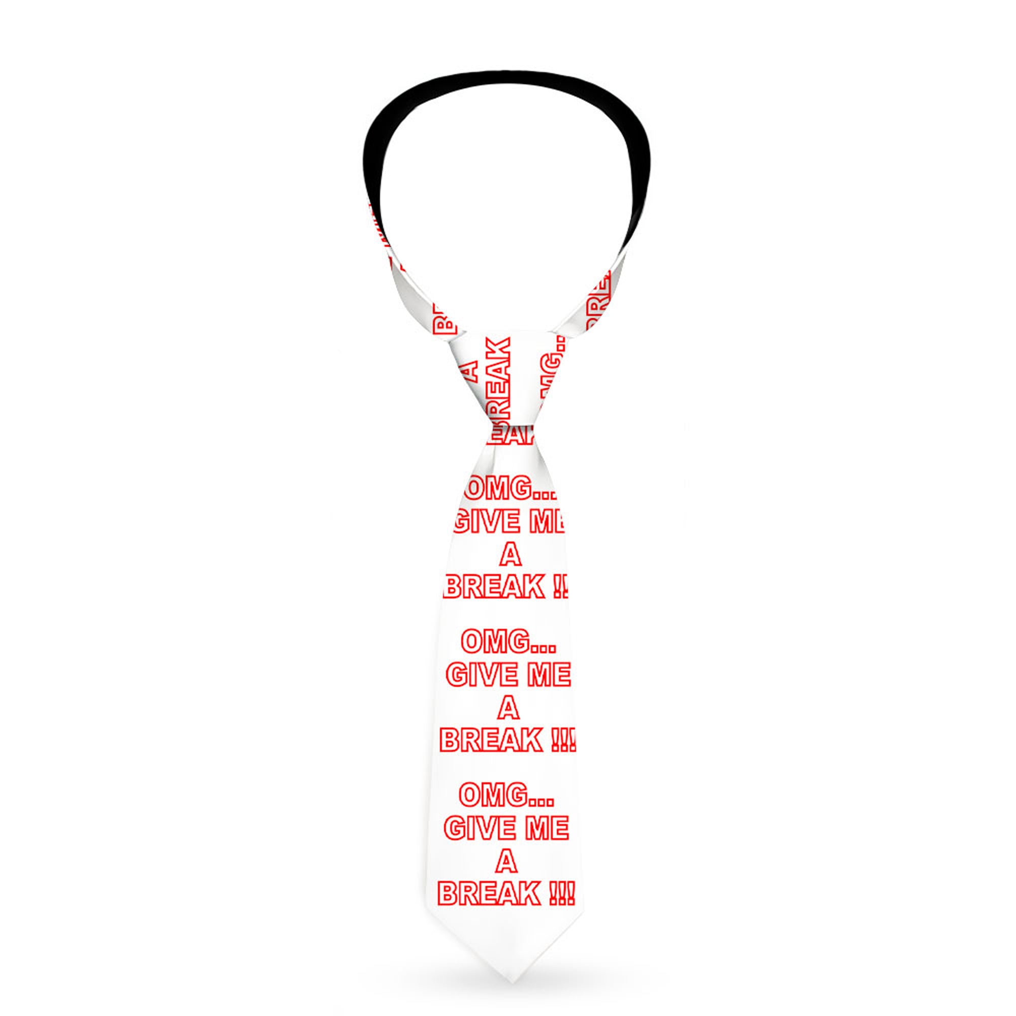 Buckle-Down Necktie - OMG?GIVE ME A BREAK!!! White/Red Neckties Buckle-Down