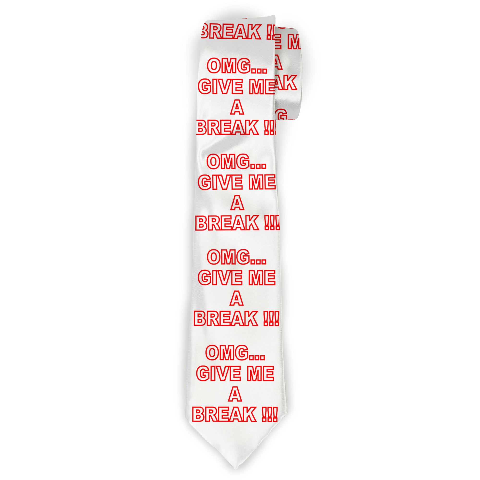Buckle-Down Necktie - OMG?GIVE ME A BREAK!!! White/Red Neckties Buckle-Down