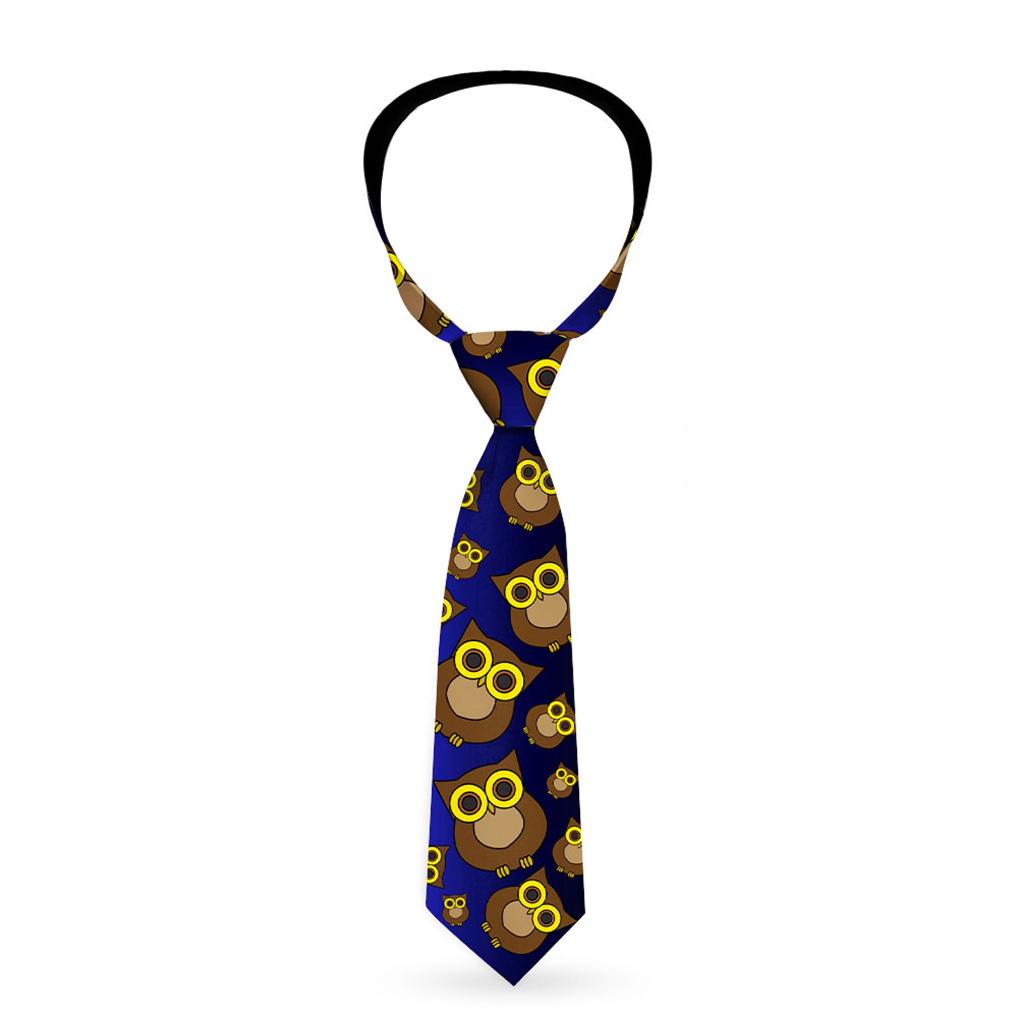 Buckle-Down Necktie - Owls Scattered Black/Blue-Fade/Yellow Neckties Buckle-Down
