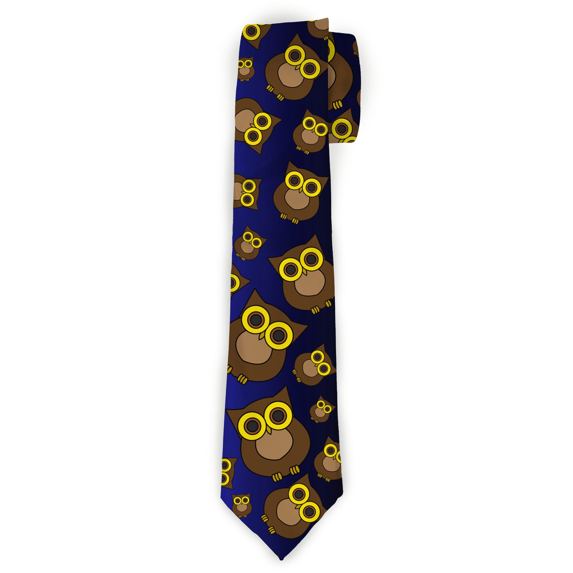 Buckle-Down Necktie - Owls Scattered Black/Blue-Fade/Yellow Neckties Buckle-Down