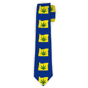 Buckle-Down Necktie - Oregon State Silhouette/Marijuana Leaf Blue/Yellow/Green Neckties Buckle-Down