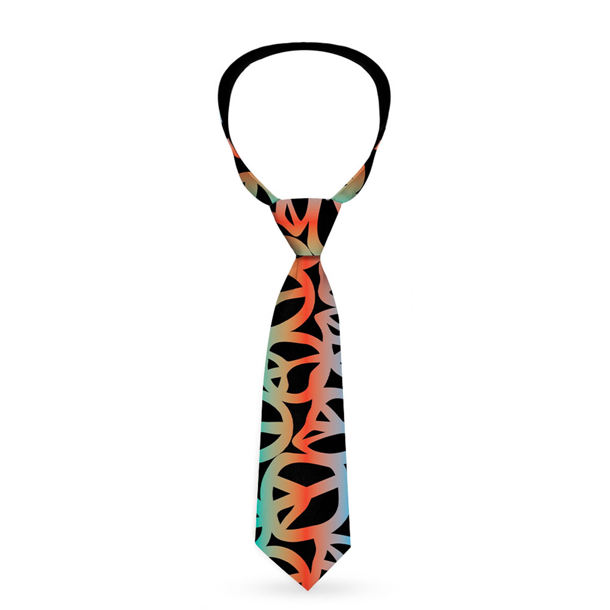 Buckle-Down Necktie - Peace Black/Multi Color Neckties Buckle-Down