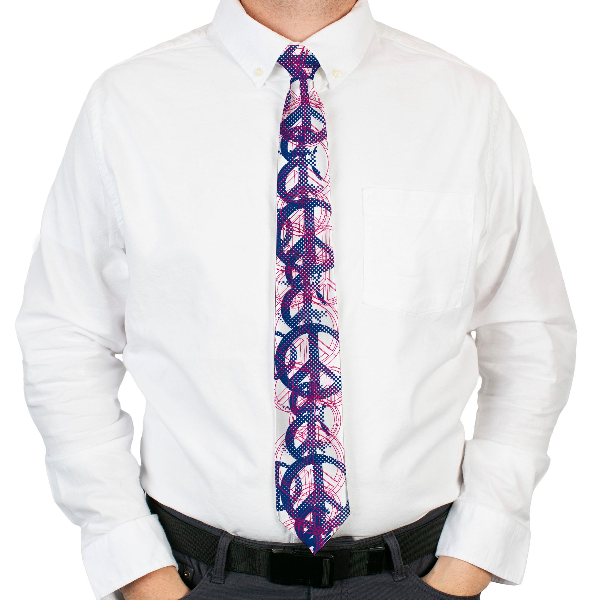 Buckle-Down Necktie - Peace Mixed White/Blue/Pink Neckties Buckle-Down